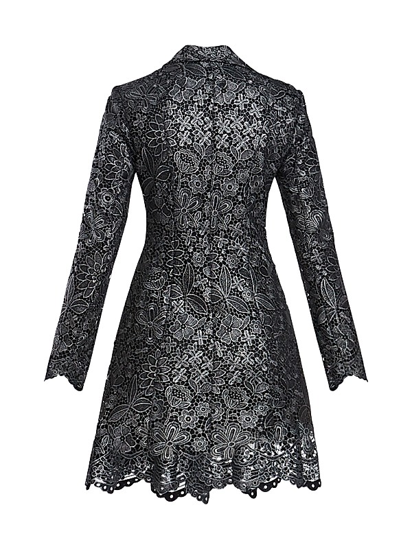 Shop Zac Posen Metallic Lace Blazer Dress | Saks Fifth Avenue Shop Zac Posen Metallic Lace Blazer Dress | Saks Fifth Avenue