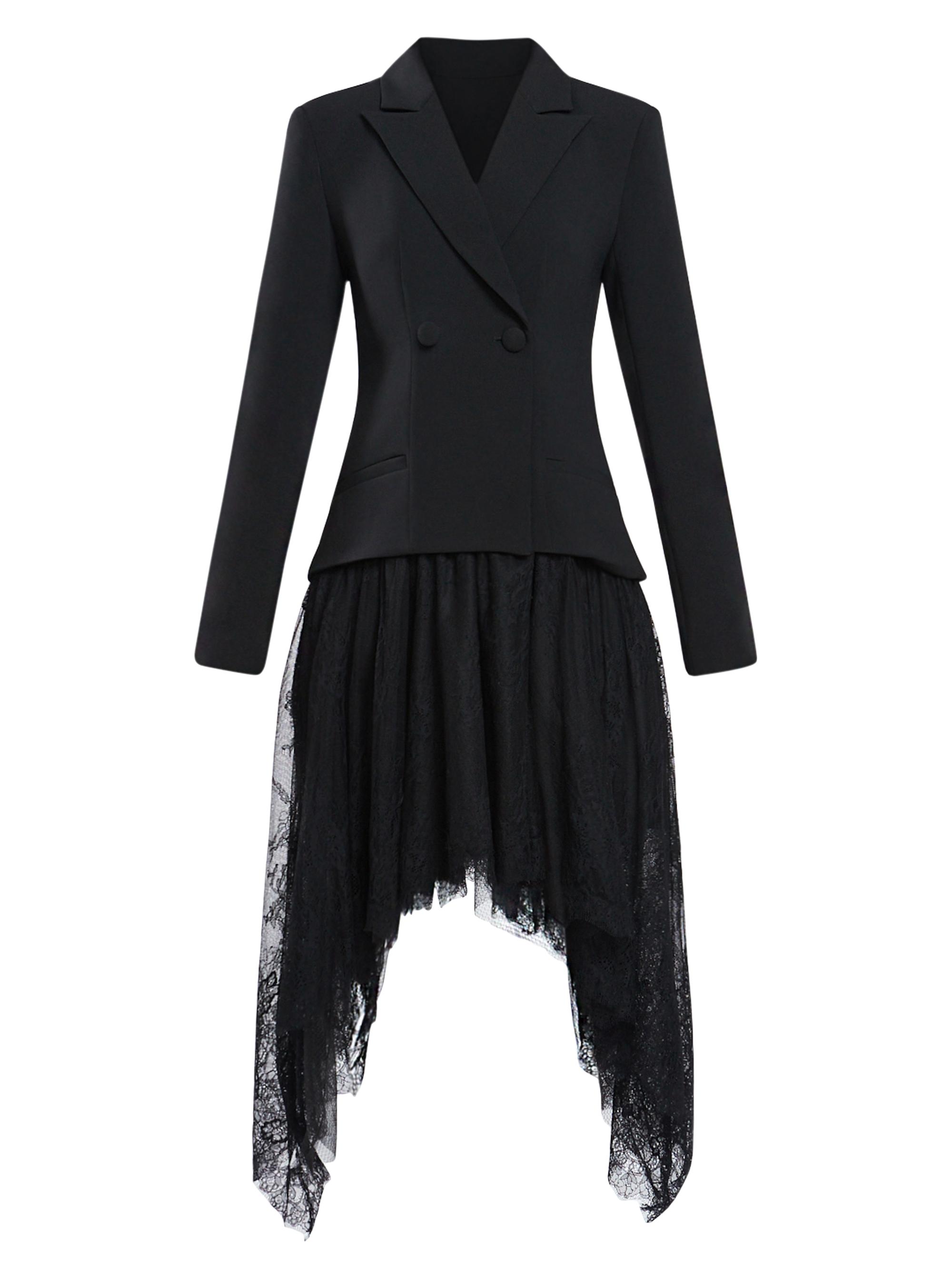 Zac Posen Women's Chantilly Lace Blazer Dress - Black