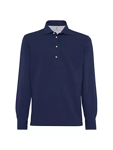 Long Sleeve Polo with Shirt Style Collar