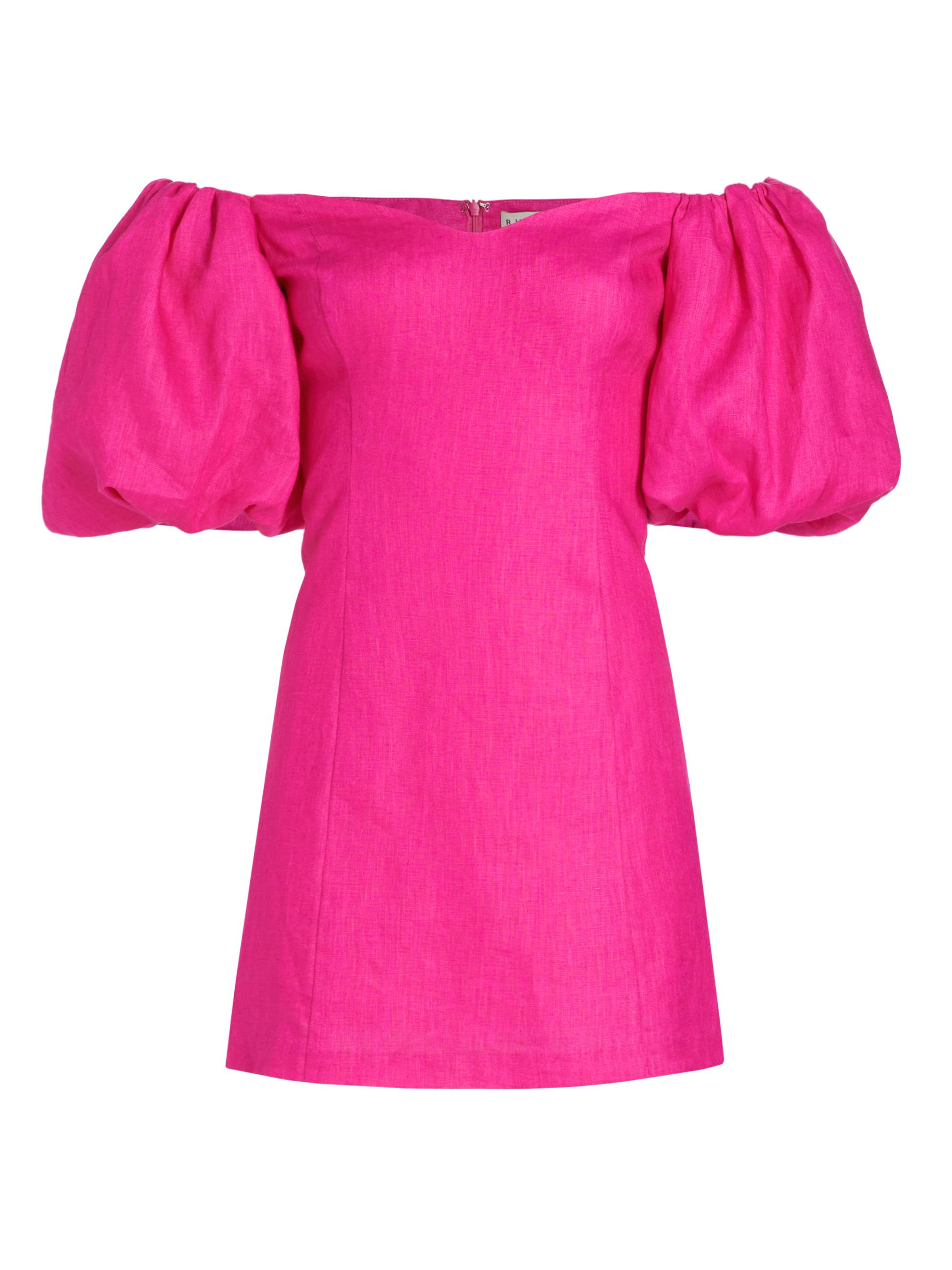 Rhode Women's Dali Linen Off-The-Shoulder Minidress - Hot Pink