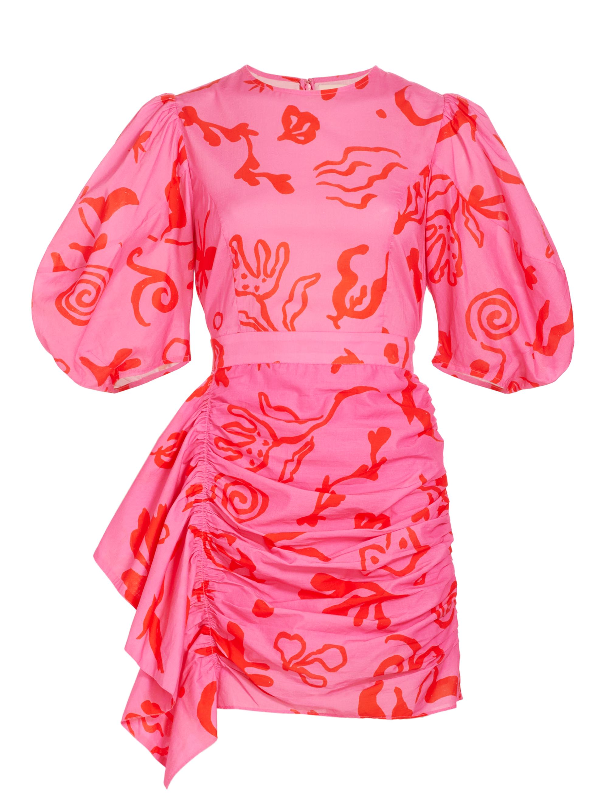 Rhode Women's Pia Printed Puff-Sleeve Minidress - Pink Botanical Abstract