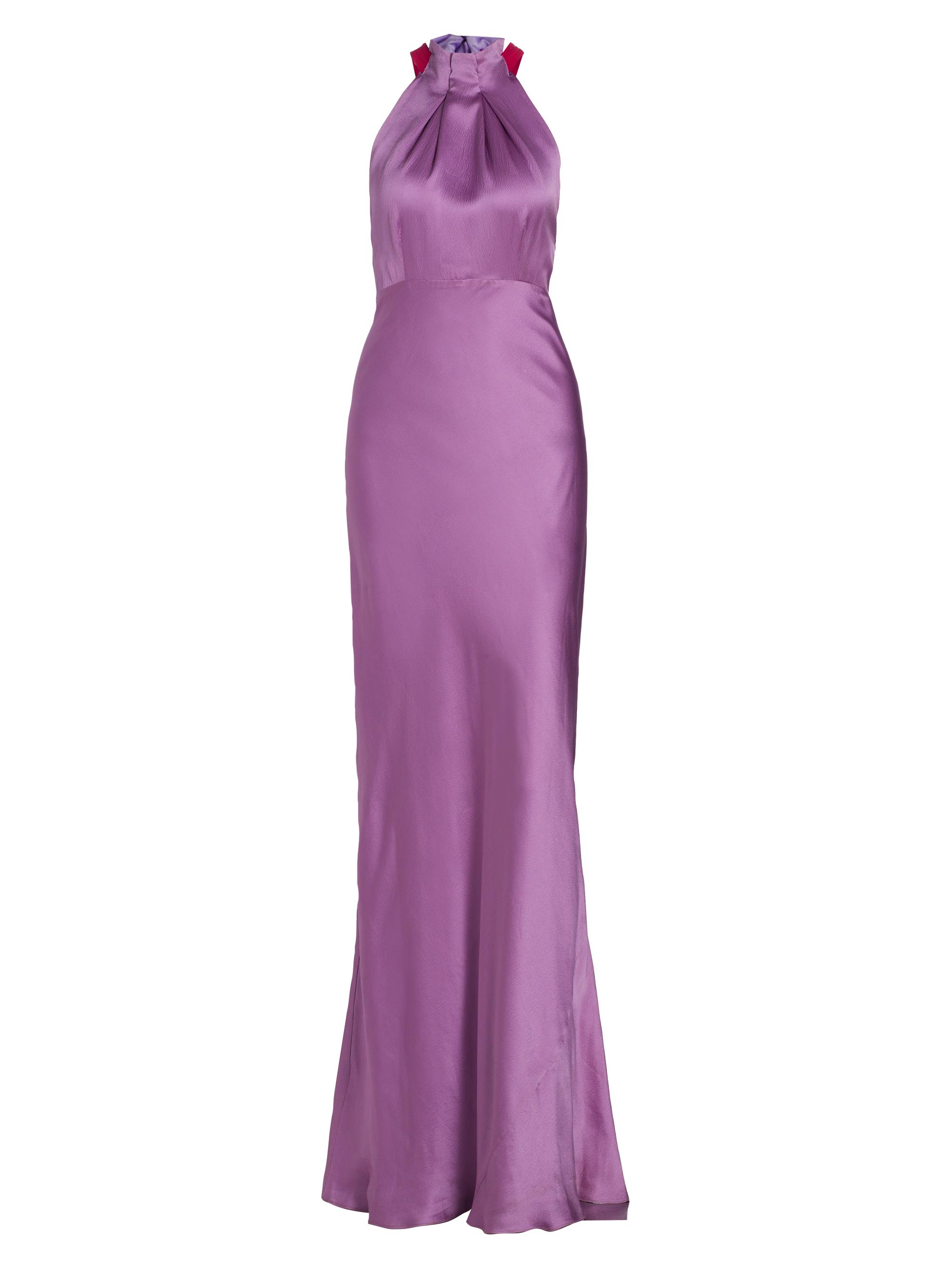 Saloni Women's Michelle Hammered Silk Halter Gown - Lilac Bougainvillea