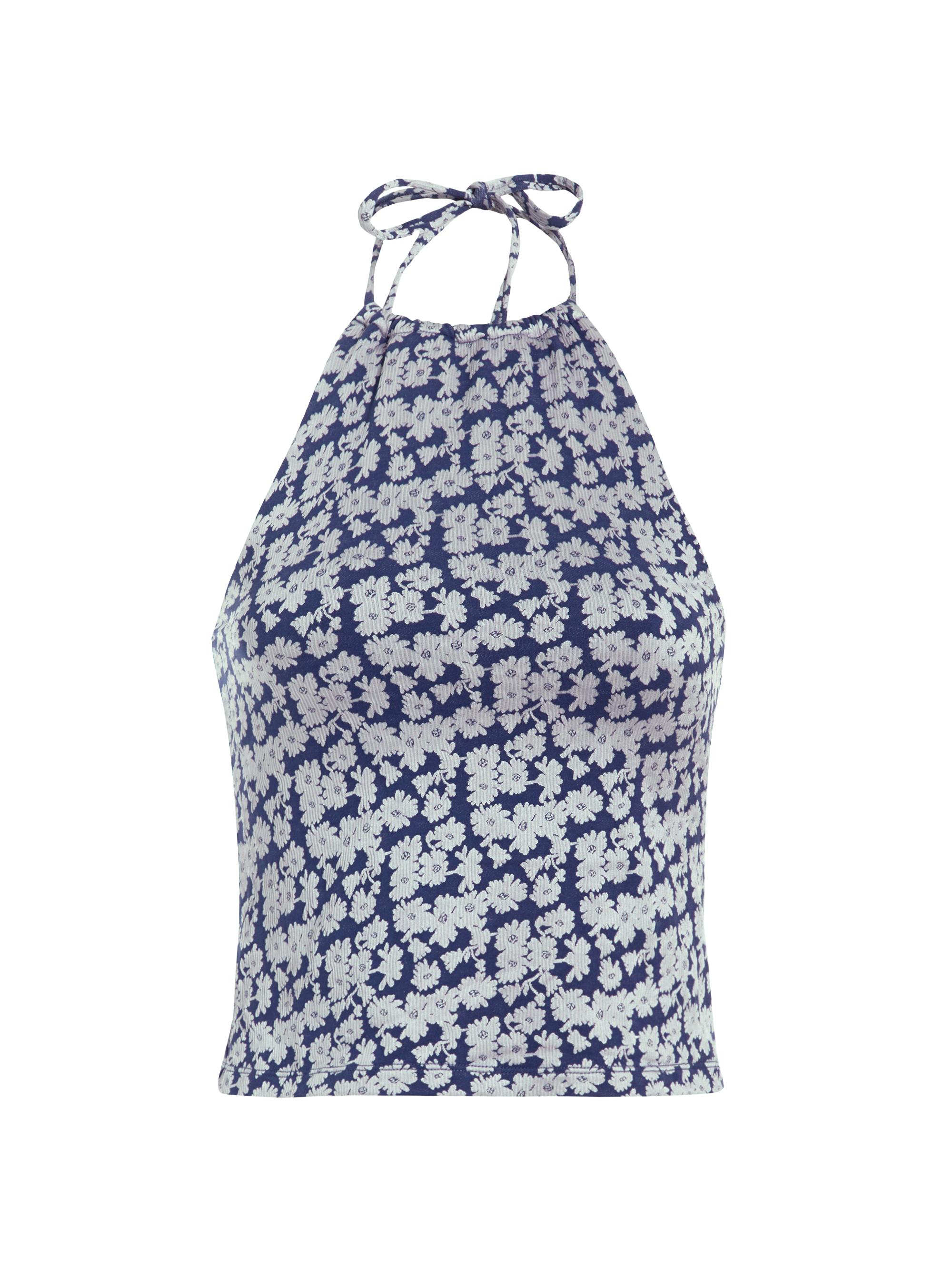 Andie Swim Women's Baja's Floral Halter Tankini Top - Denim