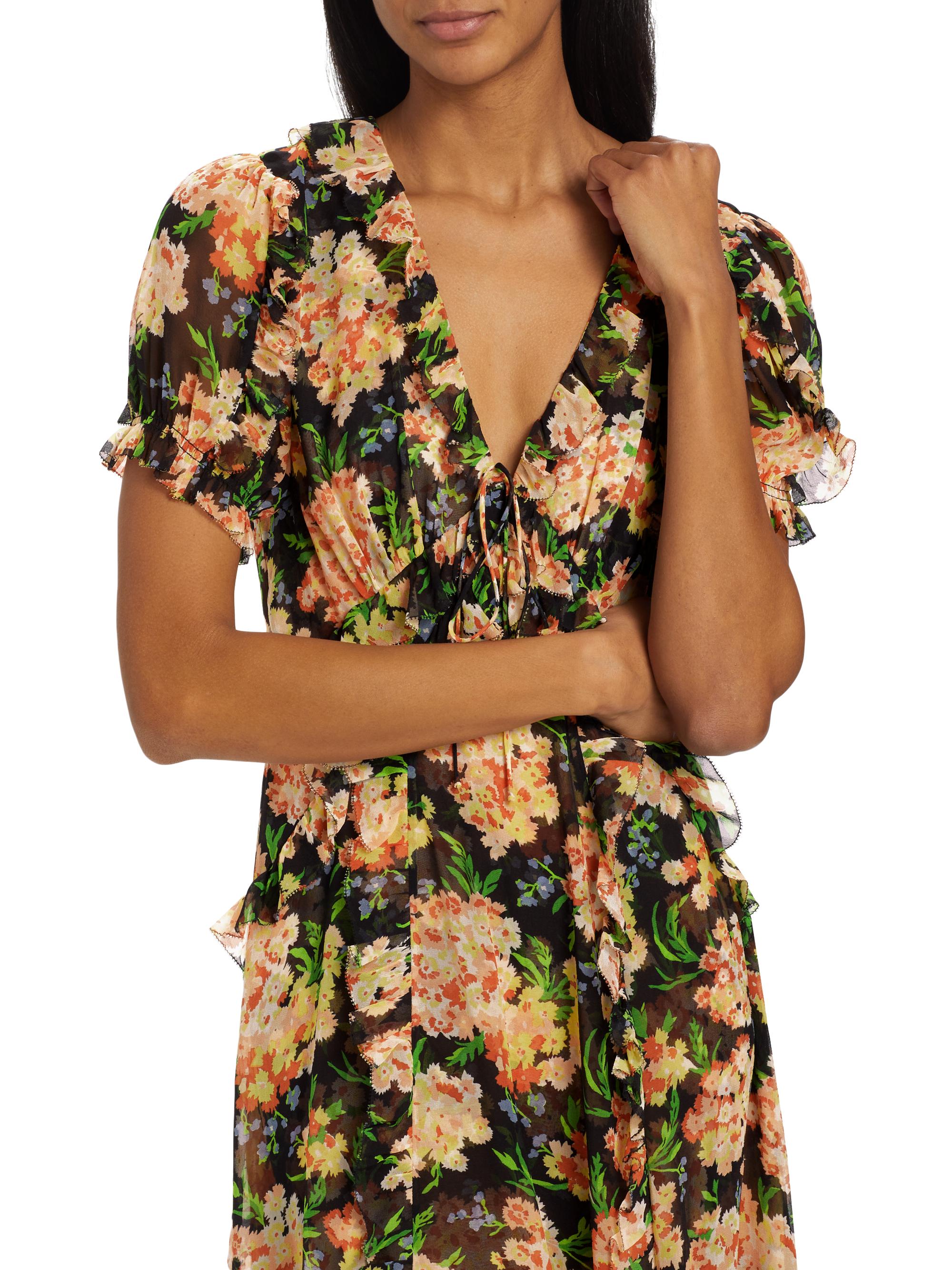 ワンピース D&G Frilled Silk Flower Dress Dolce & Gabbana floral-print silk-blend Dress | Black