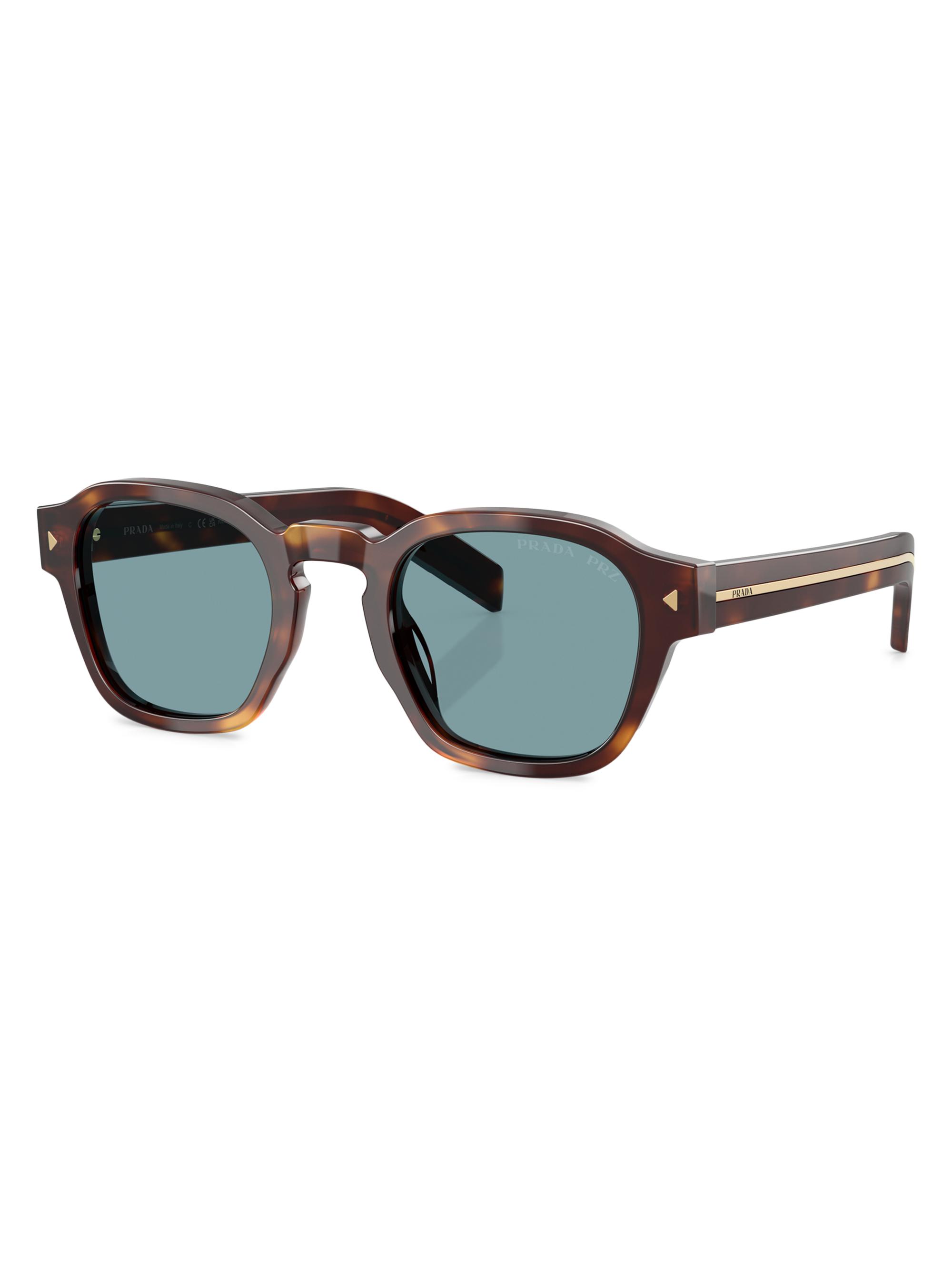 Prada Men's 52MM Round Sunglasses - Green Tortoise | Thumbnail 6