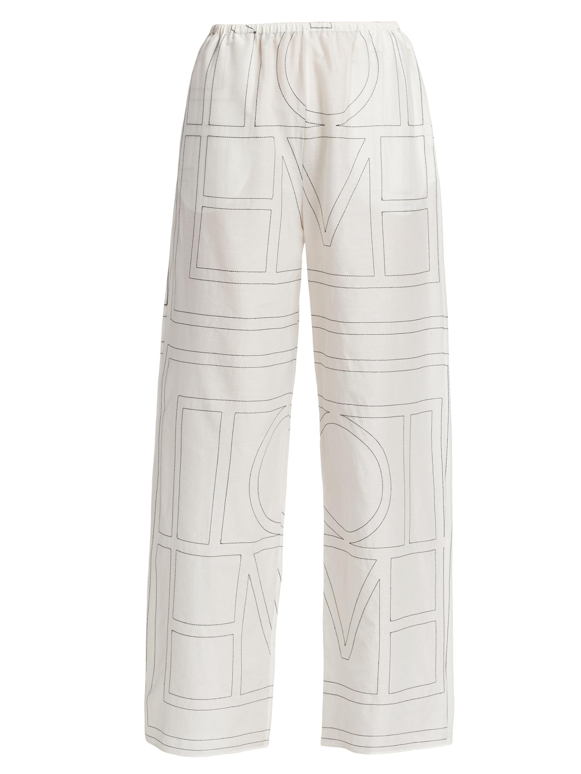 Toteme Women's Monogram Cotton-Blend Pajama Pants - White Black