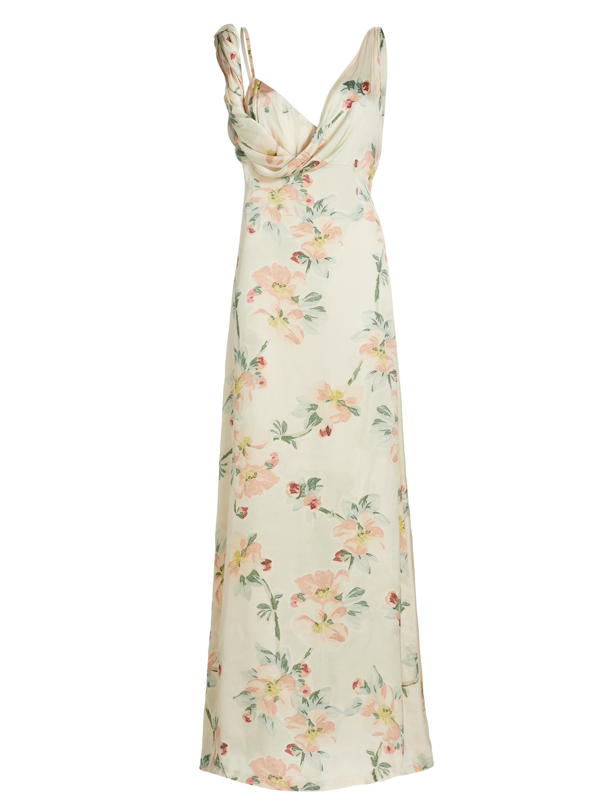 Toteme Women's Twisted Floral Satin Maxi Dress - Washed Floral