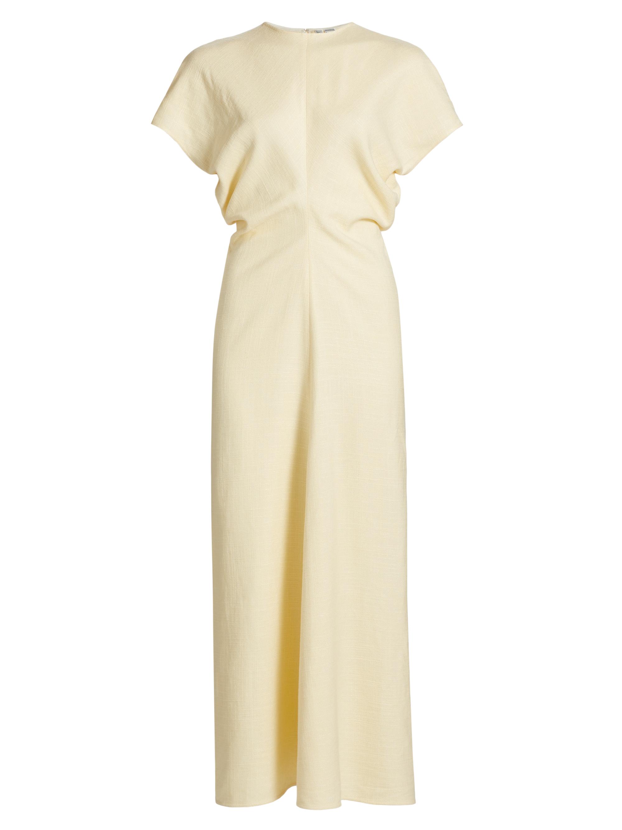 Toteme Women's Crinkled Slouch-Waist Midi-Dress - Straw - Women's Clothing