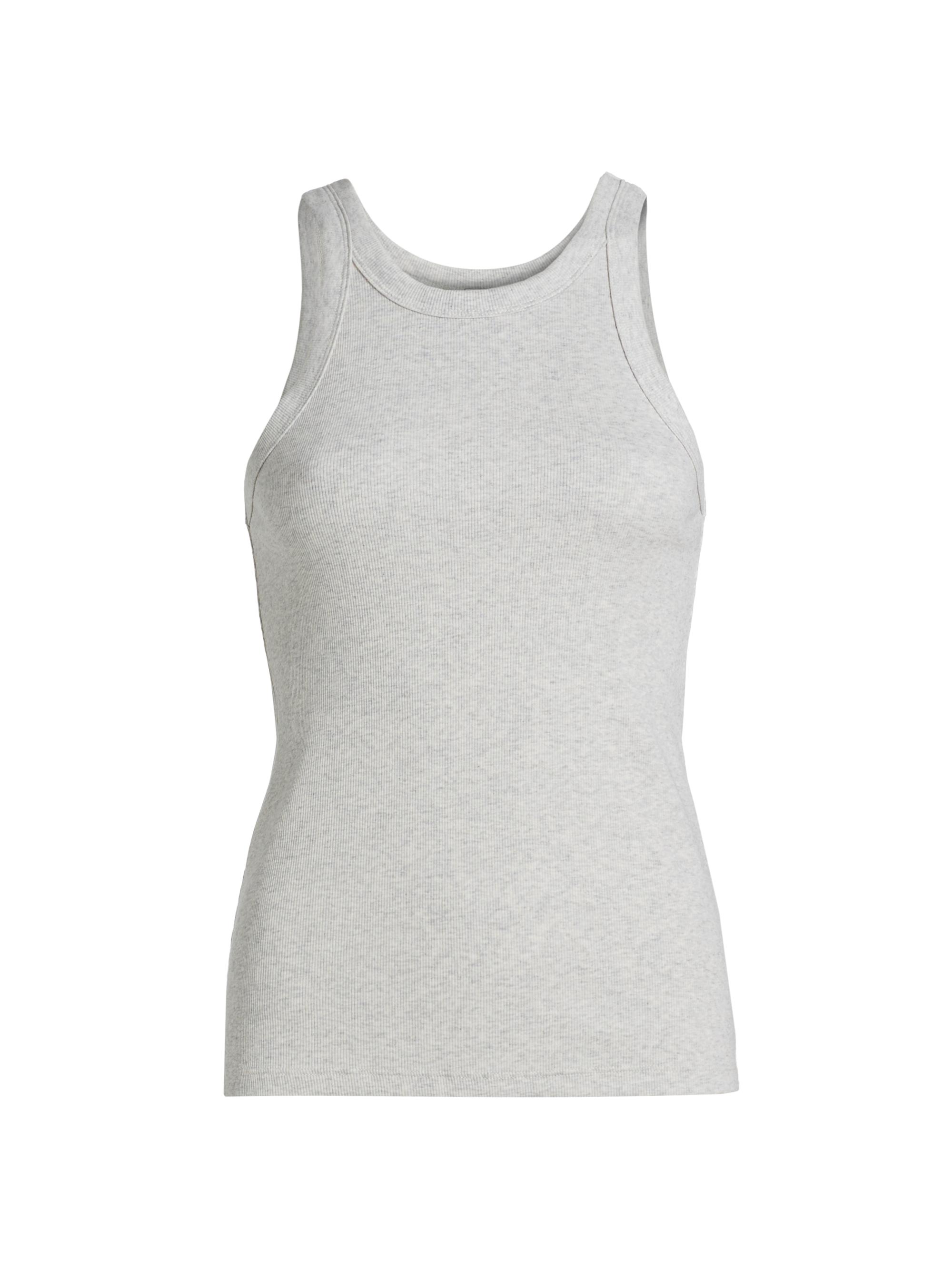 Toteme Women's Curved Ribbed Jersey Tank - Pale Grey Melange