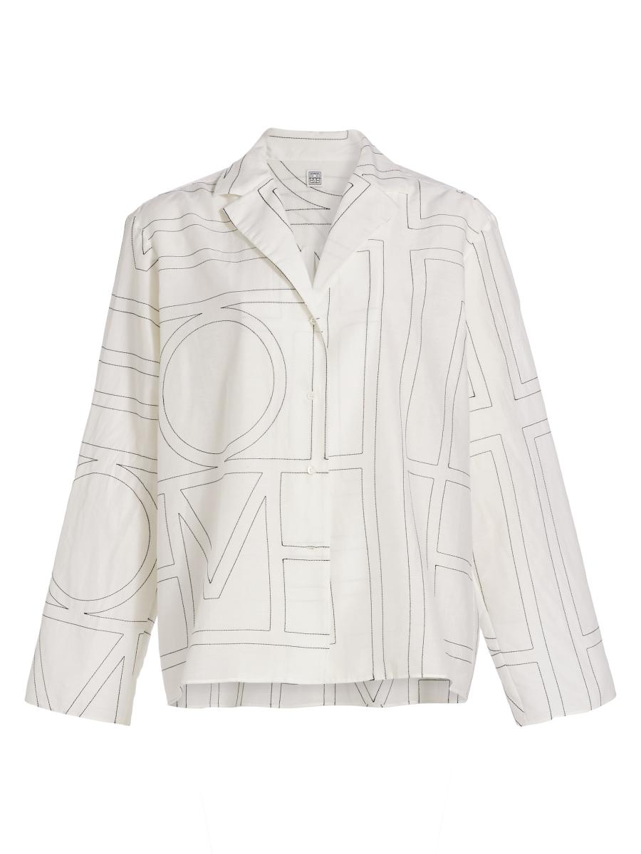 Toteme Monogram Cotton-Blend Pajama-Style Top | Saks Fifth