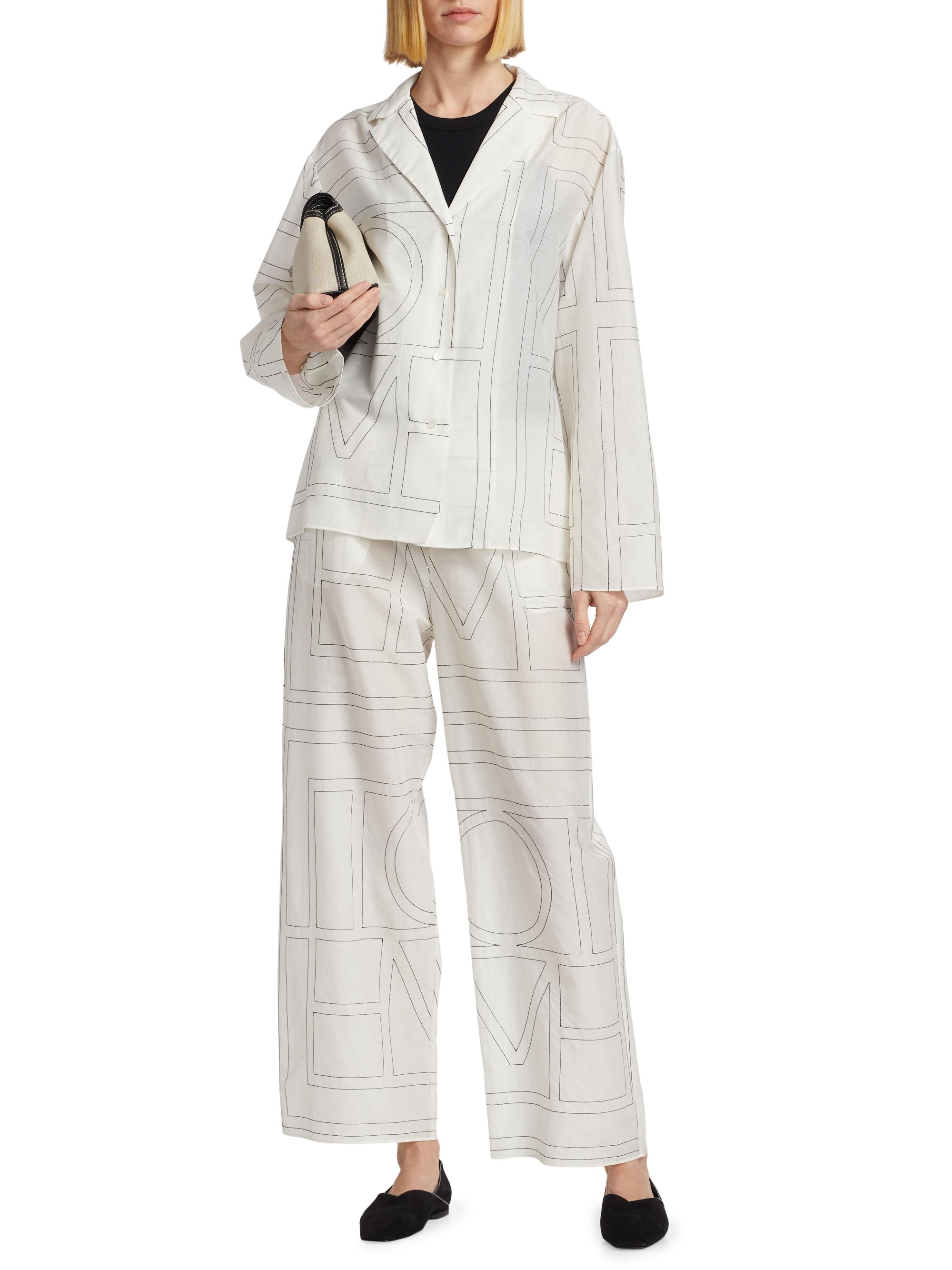 新品・未使用【TOTEME】Monogram Cotton PJ Top Toteme Monogram Cotton-Blend Pajama-Style Top | Saks Fifth