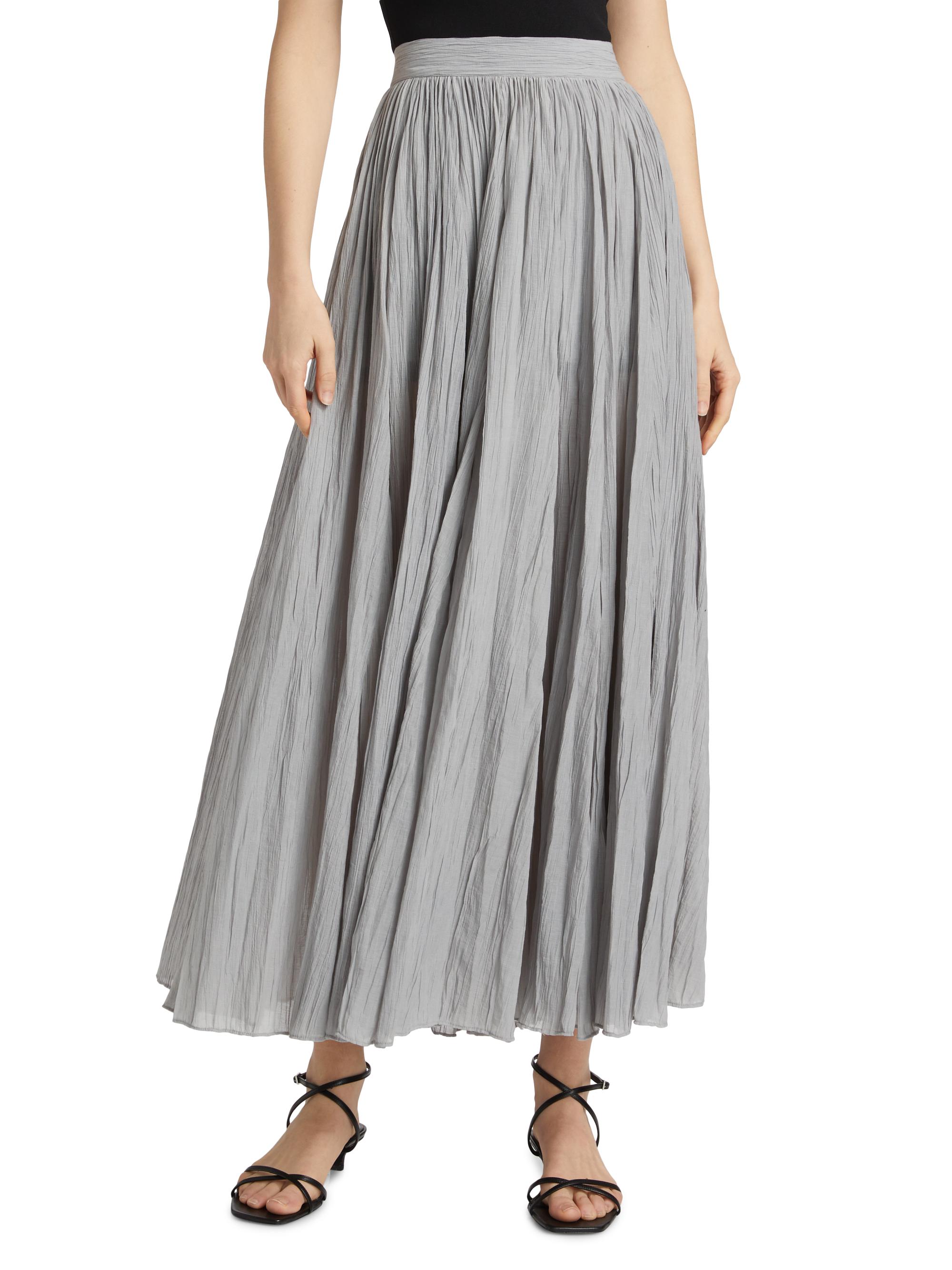 Crinkled Cotton Plissé Maxi Skirt
