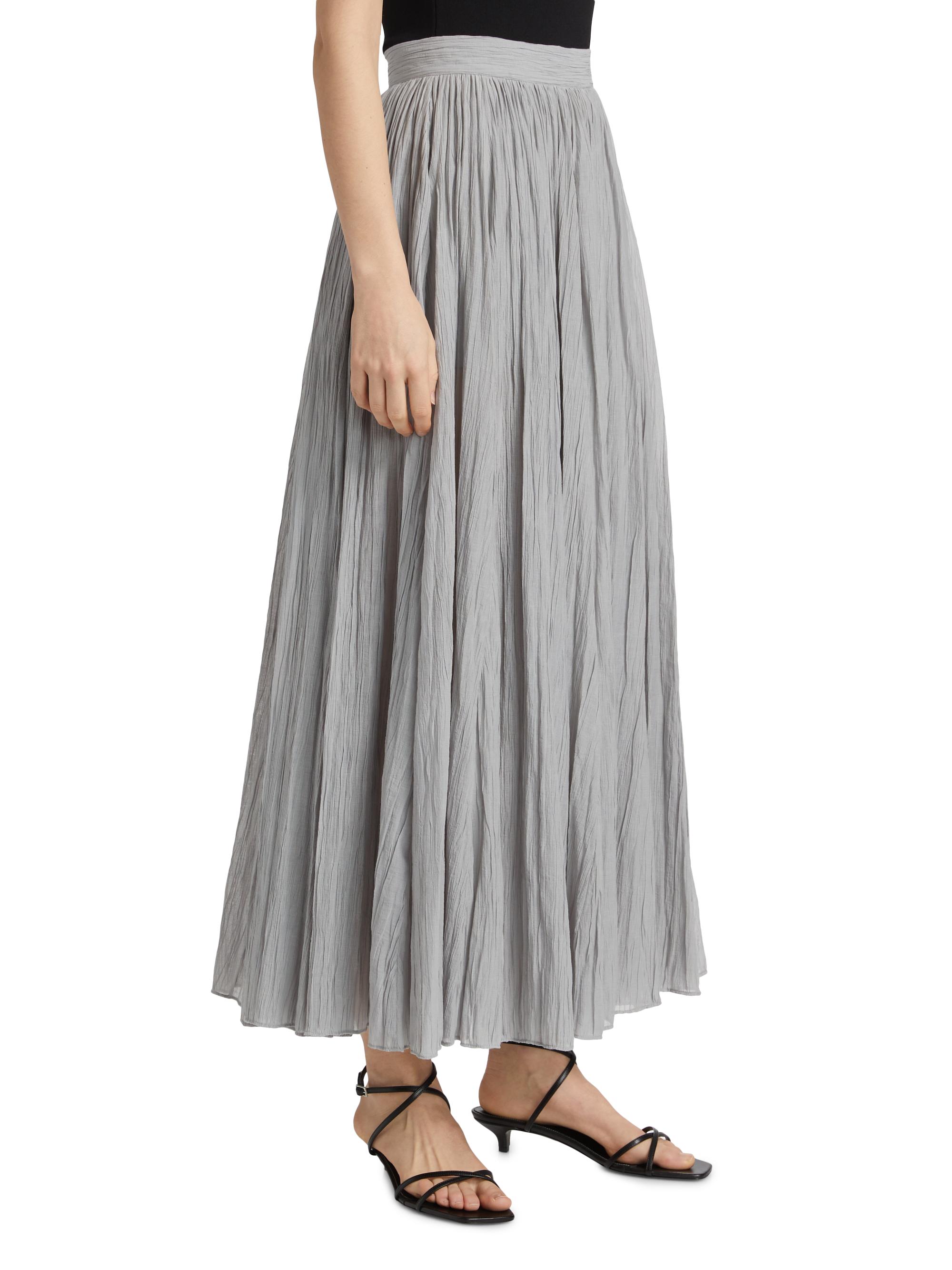 Crinkled Cotton Plissé Maxi Skirt
