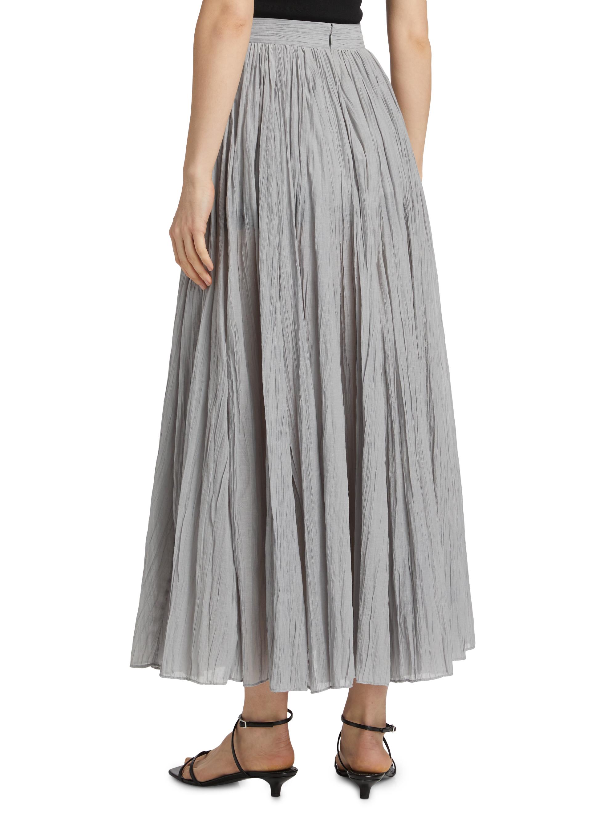 Crinkled Cotton Plissé Maxi Skirt