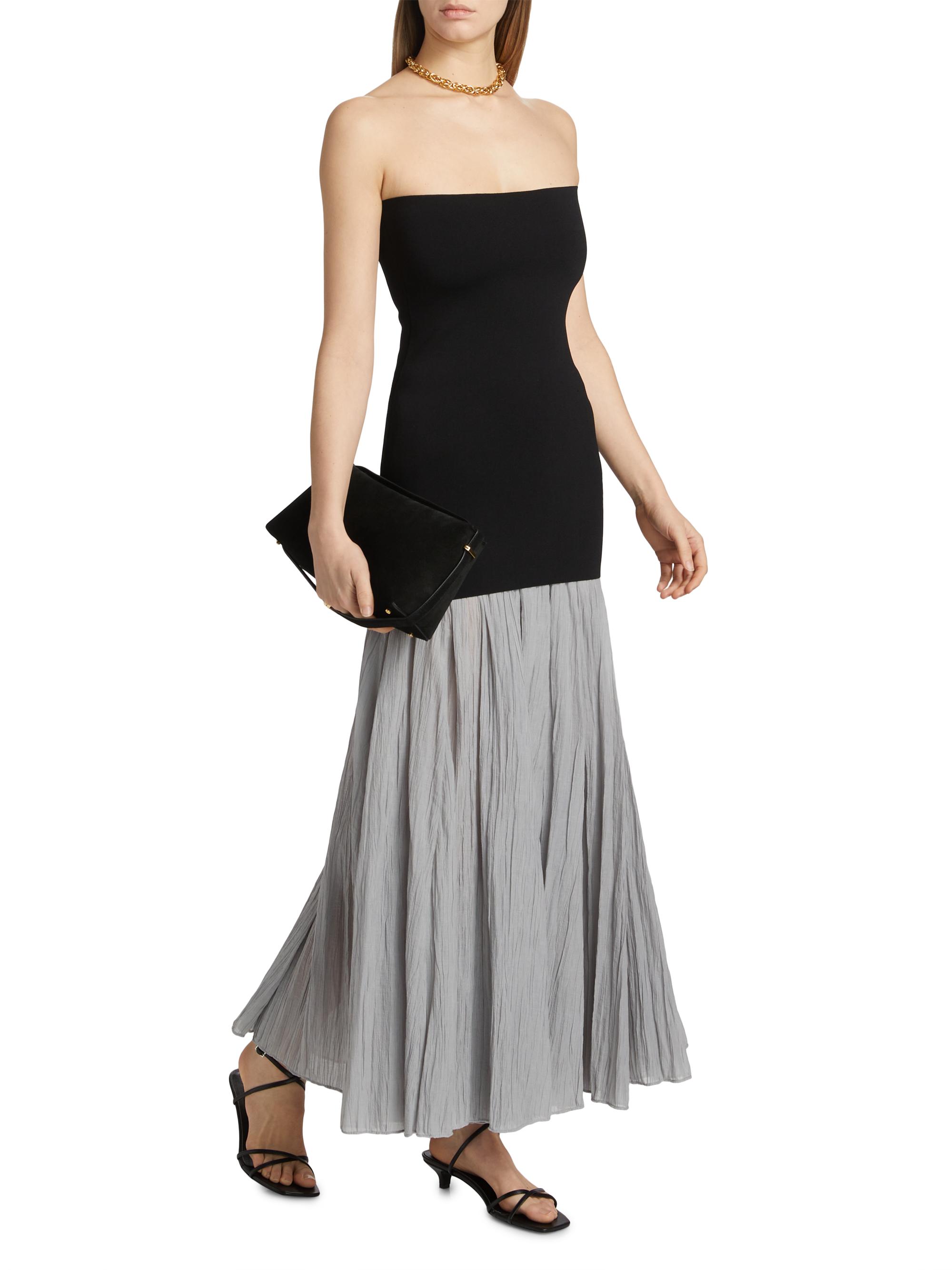 Crinkled Cotton Plissé Maxi Skirt