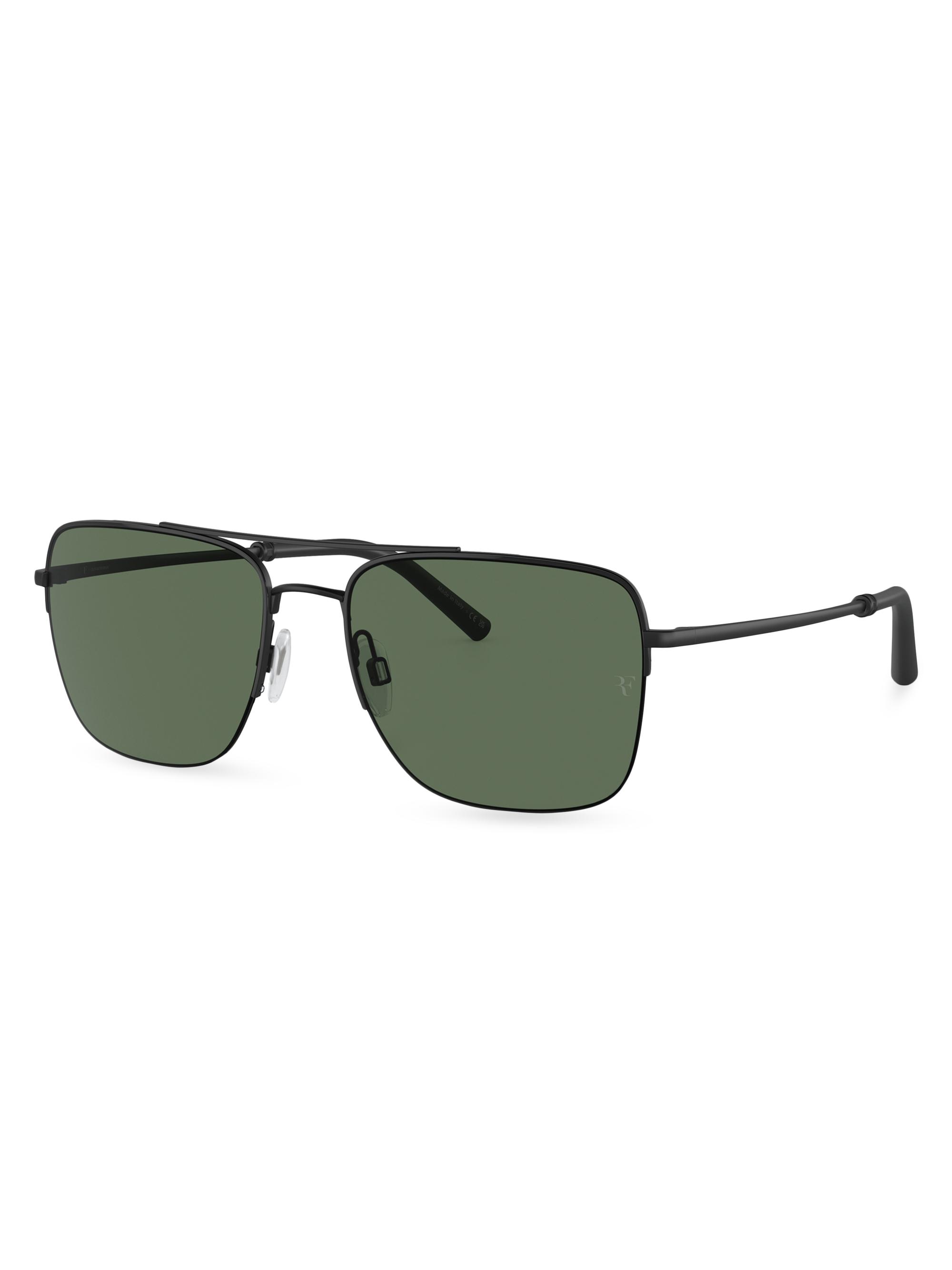 Oliver Peoples Roger Federer Men's R-2 56MM Aviator Sunglasses - Matte Black Green