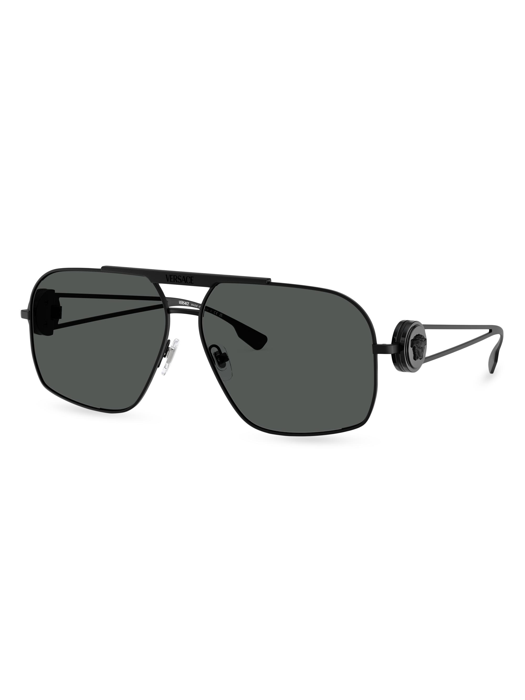 Versace Men's 62MM Pilot Sunglasses - Matte Black Dark Grey