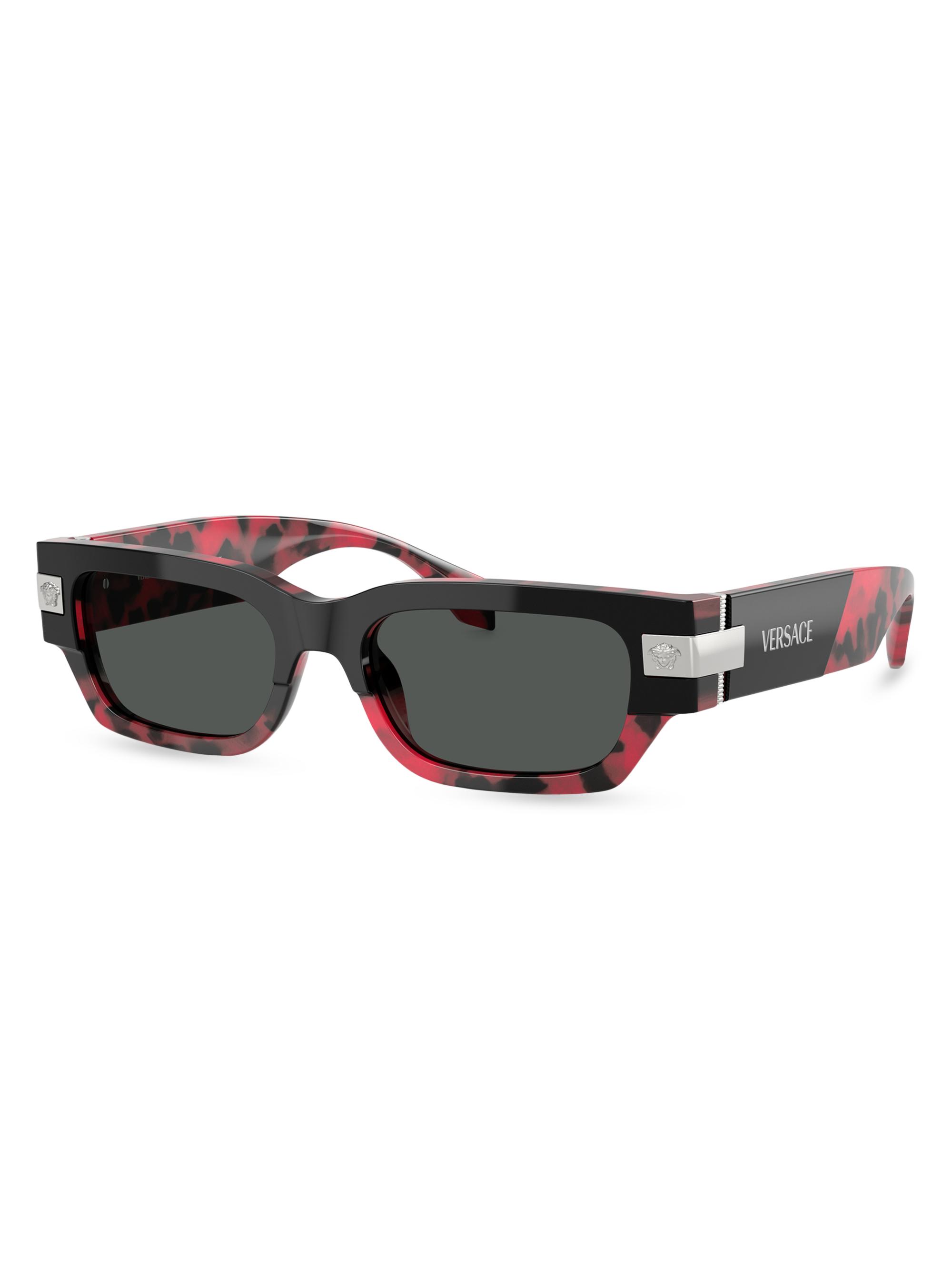 Versace Men's 0VE4468U 53MM Rectangular Sunglasses - Red Havana Dark Grey