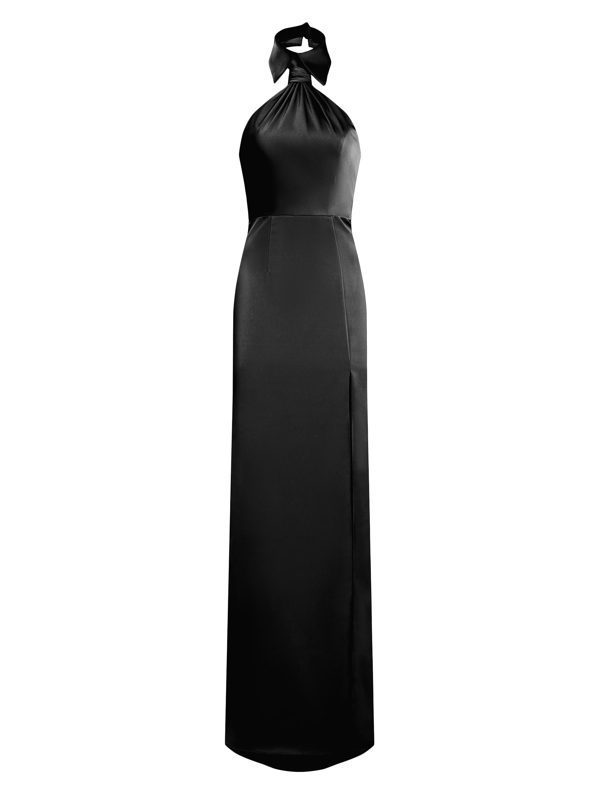 Halston Women's Gemi Satin Halterneck Gown - Black