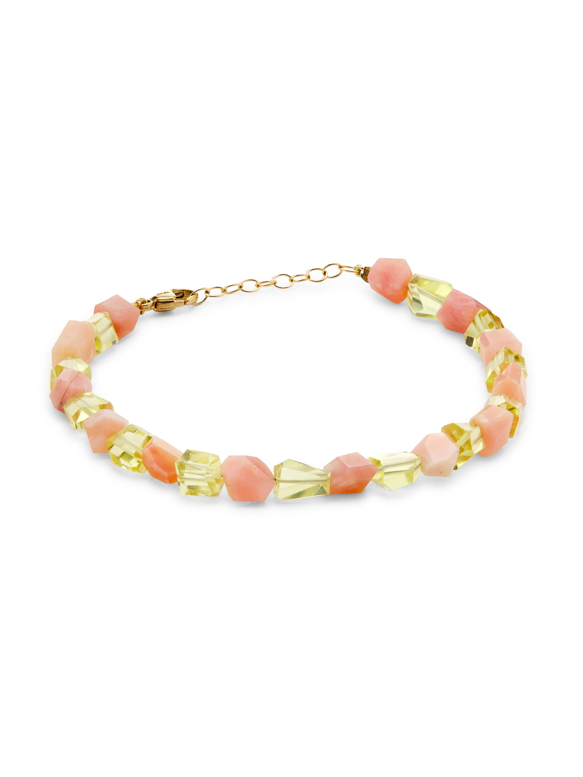 Jia Jia Women's Purple Rain 14K Yellow Gold, Pink Opal & Lemon Quartz Beaded Bracelet - Pink