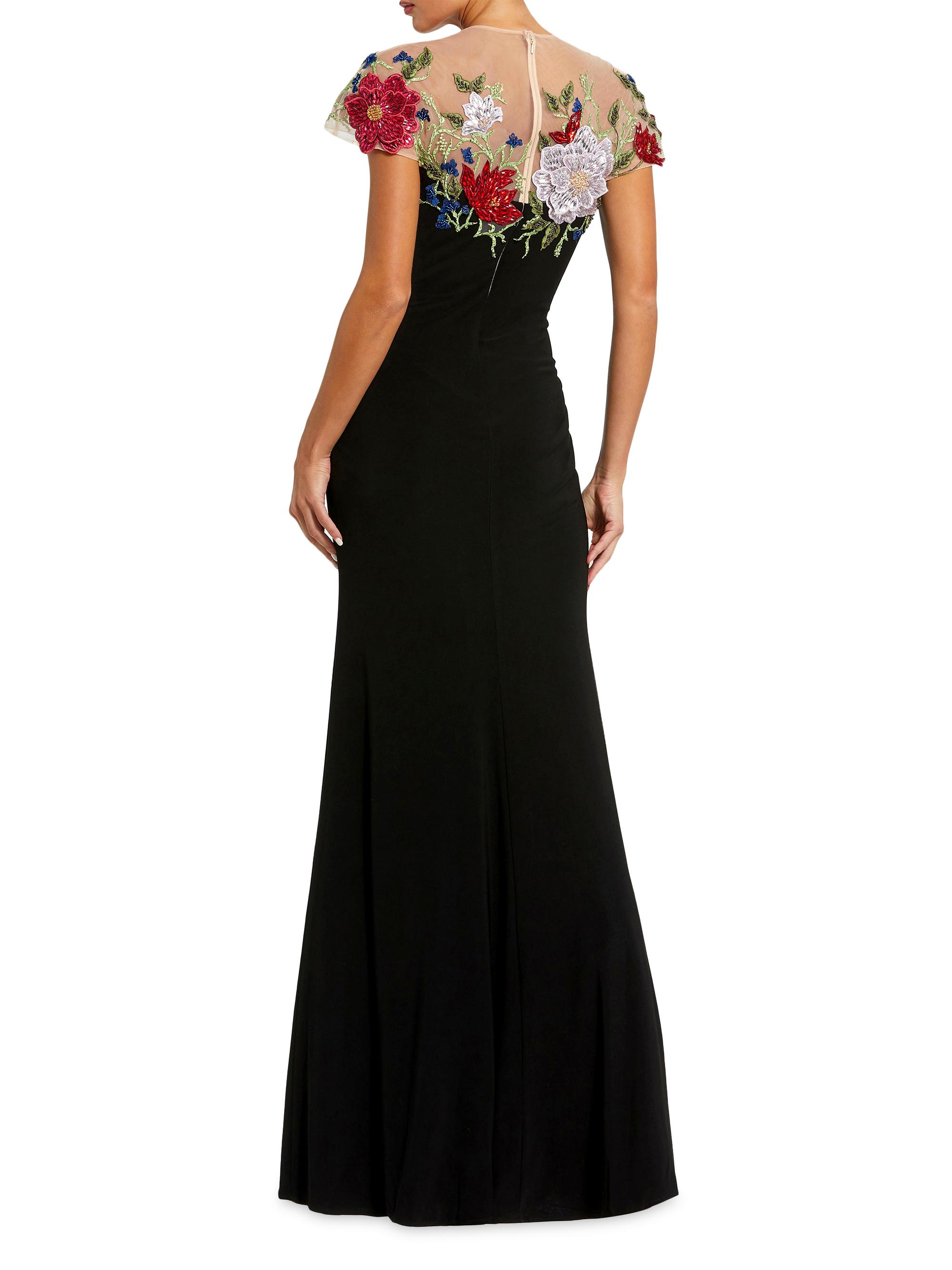 green emerald velvet dress Two-Piece Embroidery Jersey Long Dress with Tail GLGL2296