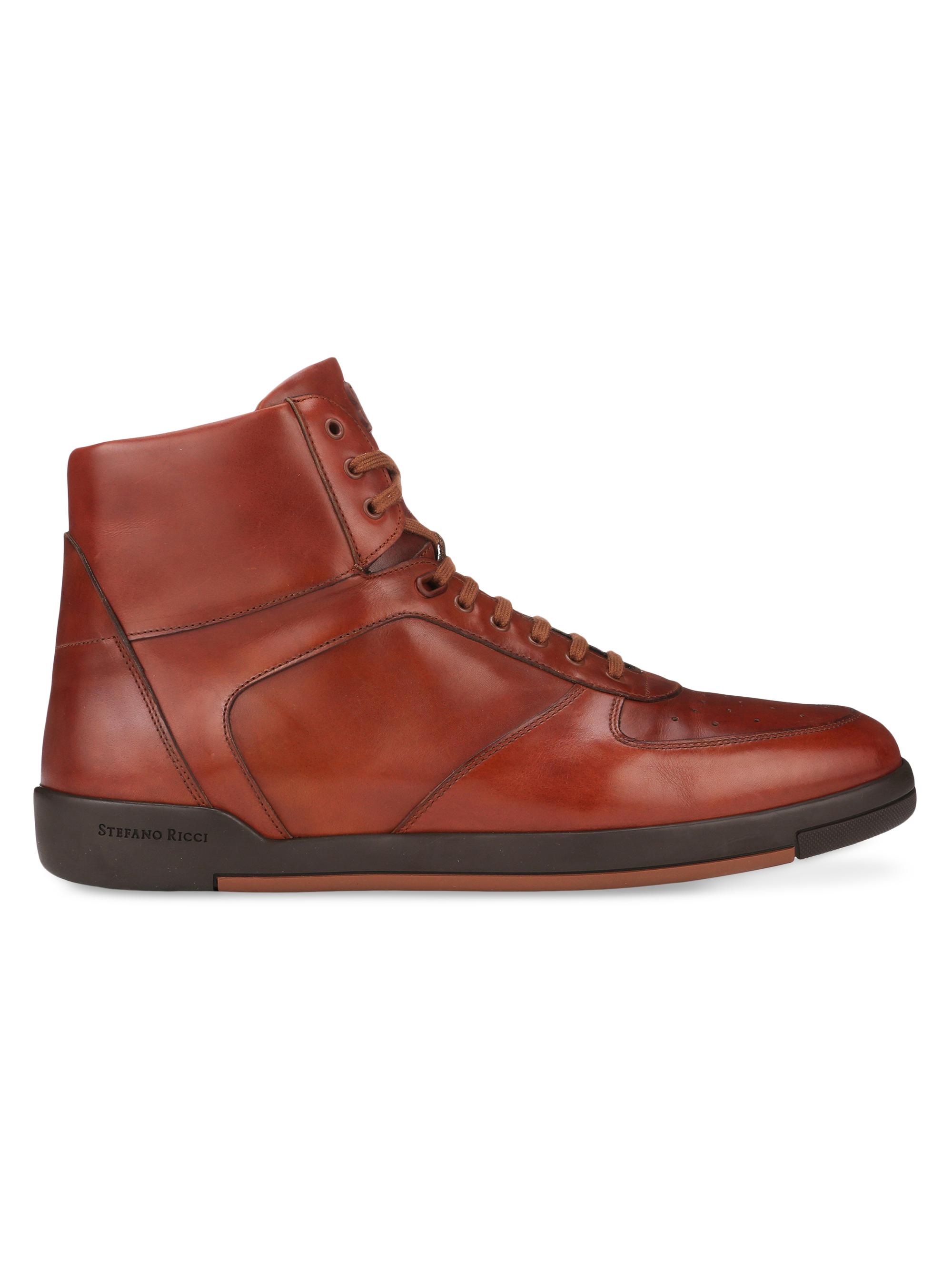 Stefano Ricci Men's Calfskin Leather Sneakers - Brown