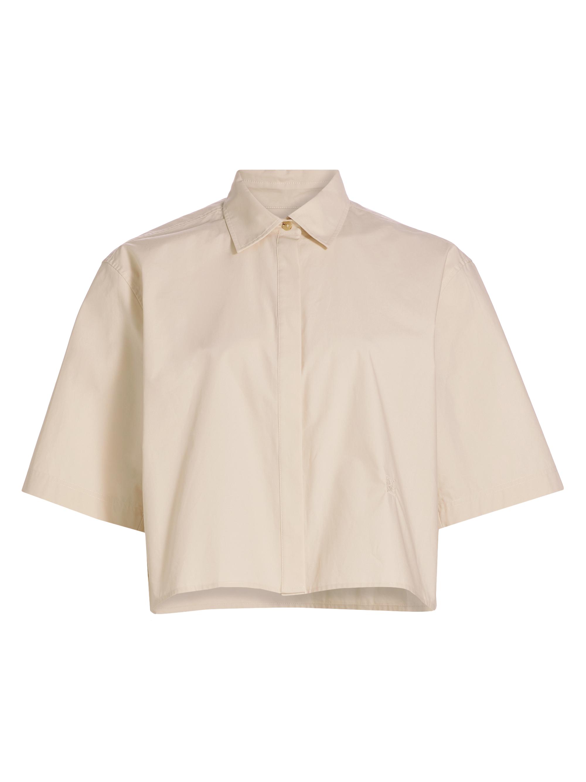 Toteme Women's Cotton-Poplin Crop Shirt - Stone