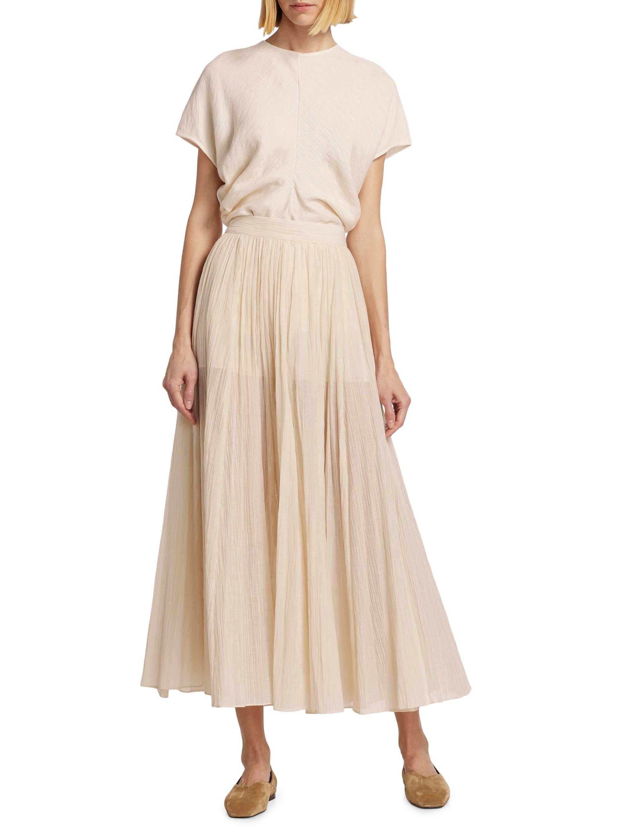 toteme slouch waist crinkled dress cream TOTEME Off-White Slouch Waist Maxi Dress Toteme
