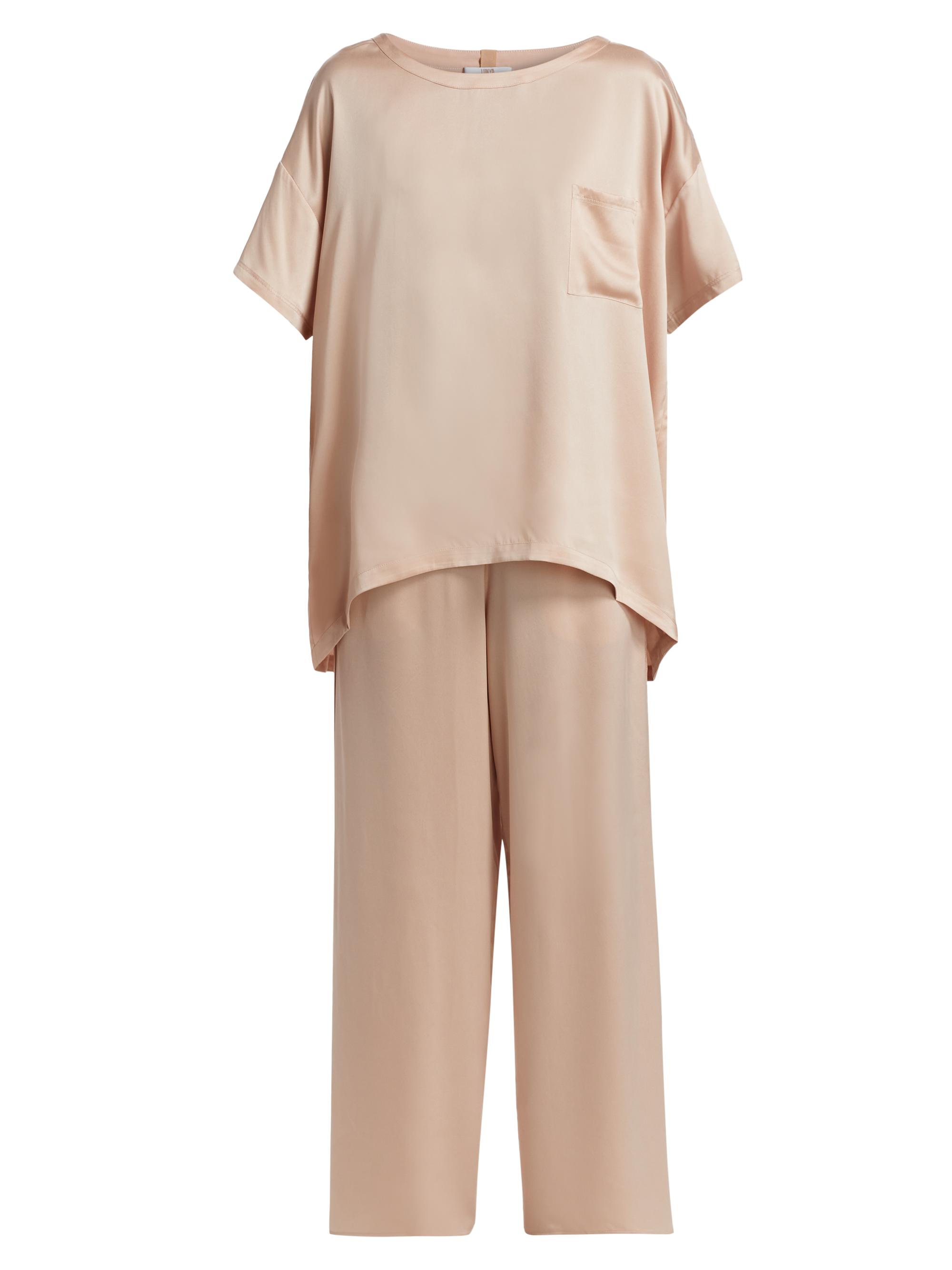 Lunya Women's Washable Silk T-Shirt & Pants Pajamas - Delicate Pink