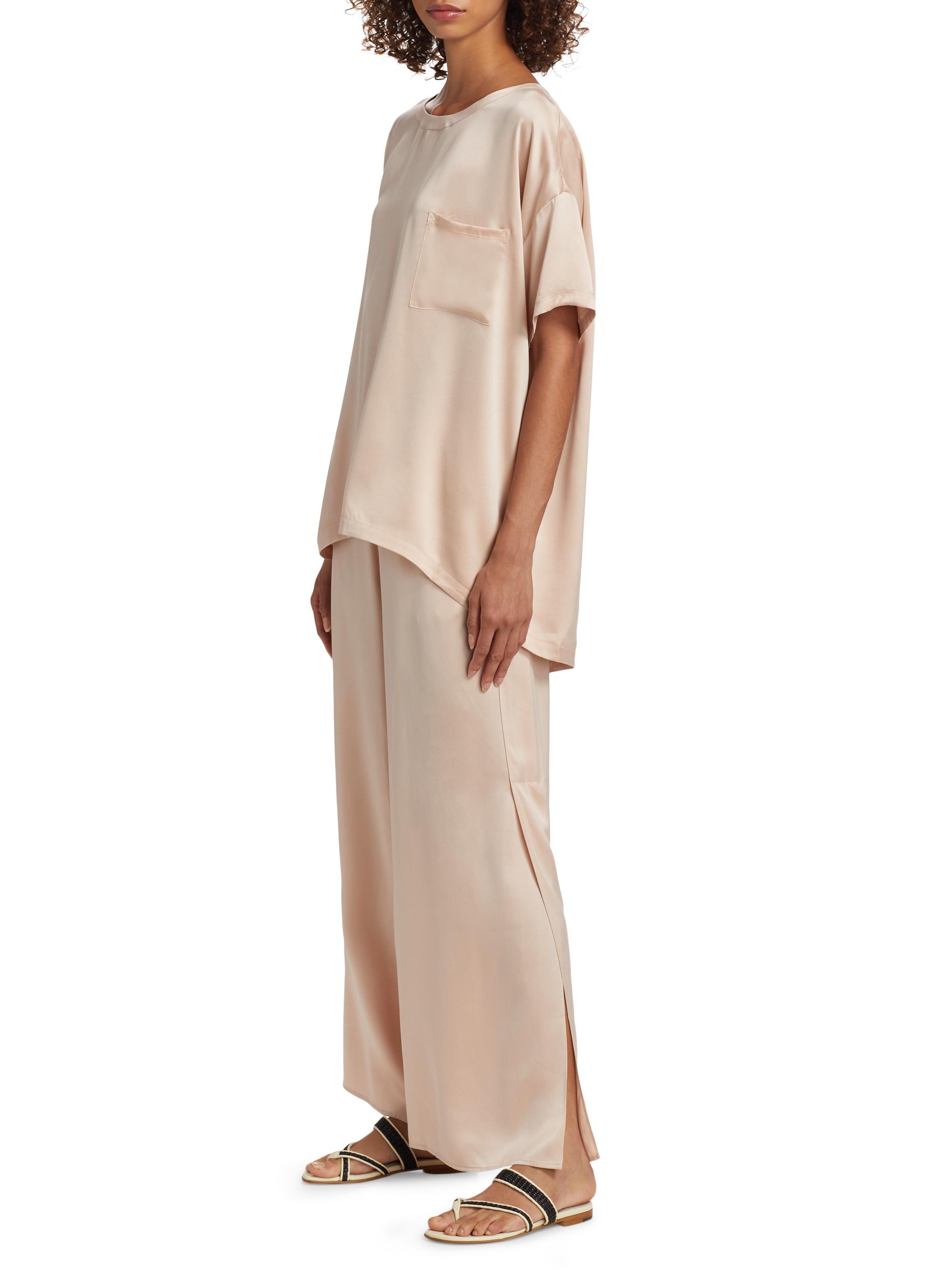 Lunya Women's Washable Silk T-Shirt & Pants Pajamas - Delicate Pink | Thumbnail 3