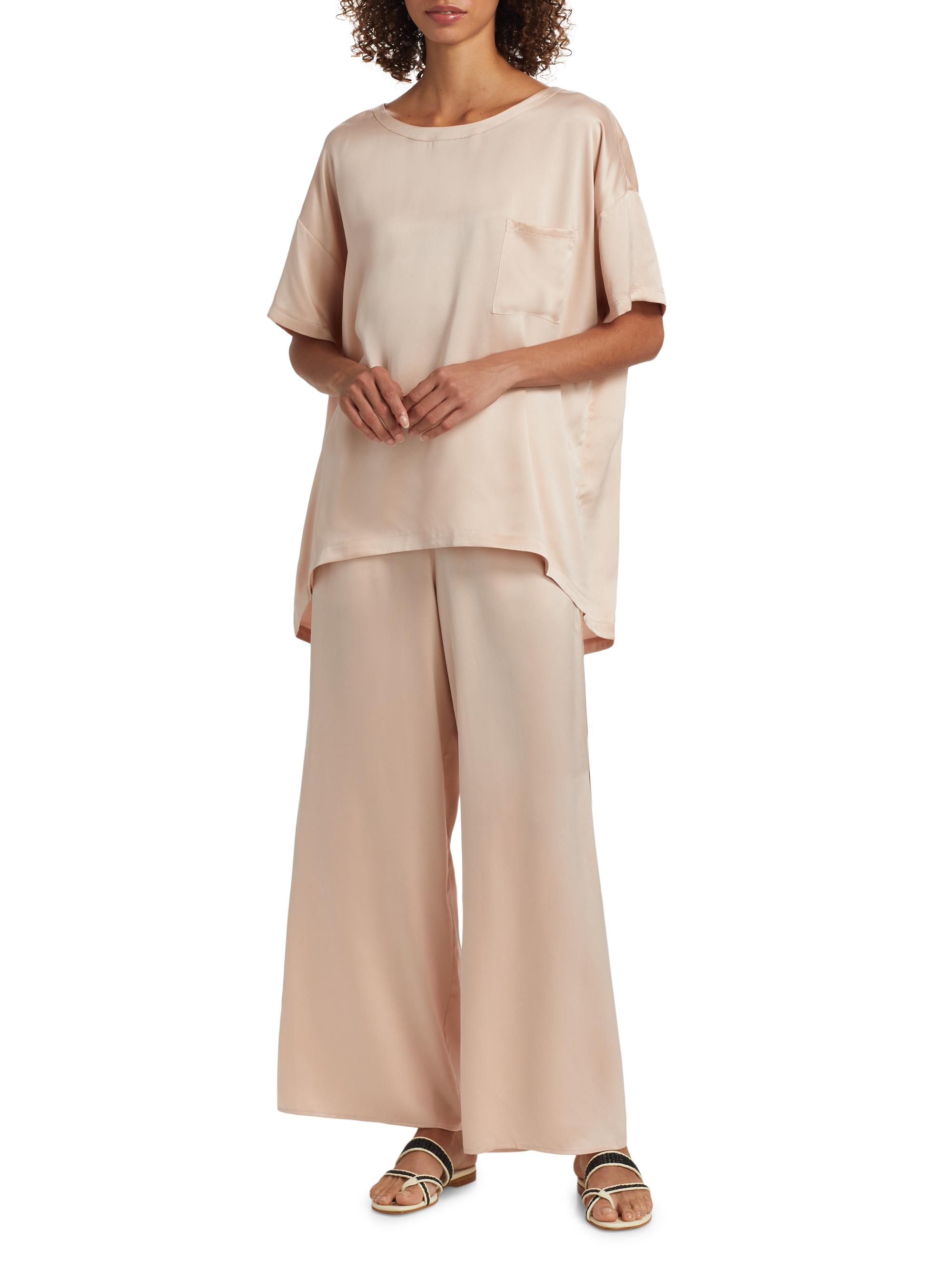 Lunya Women's Washable Silk T-Shirt & Pants Pajamas - Delicate Pink | Thumbnail 2