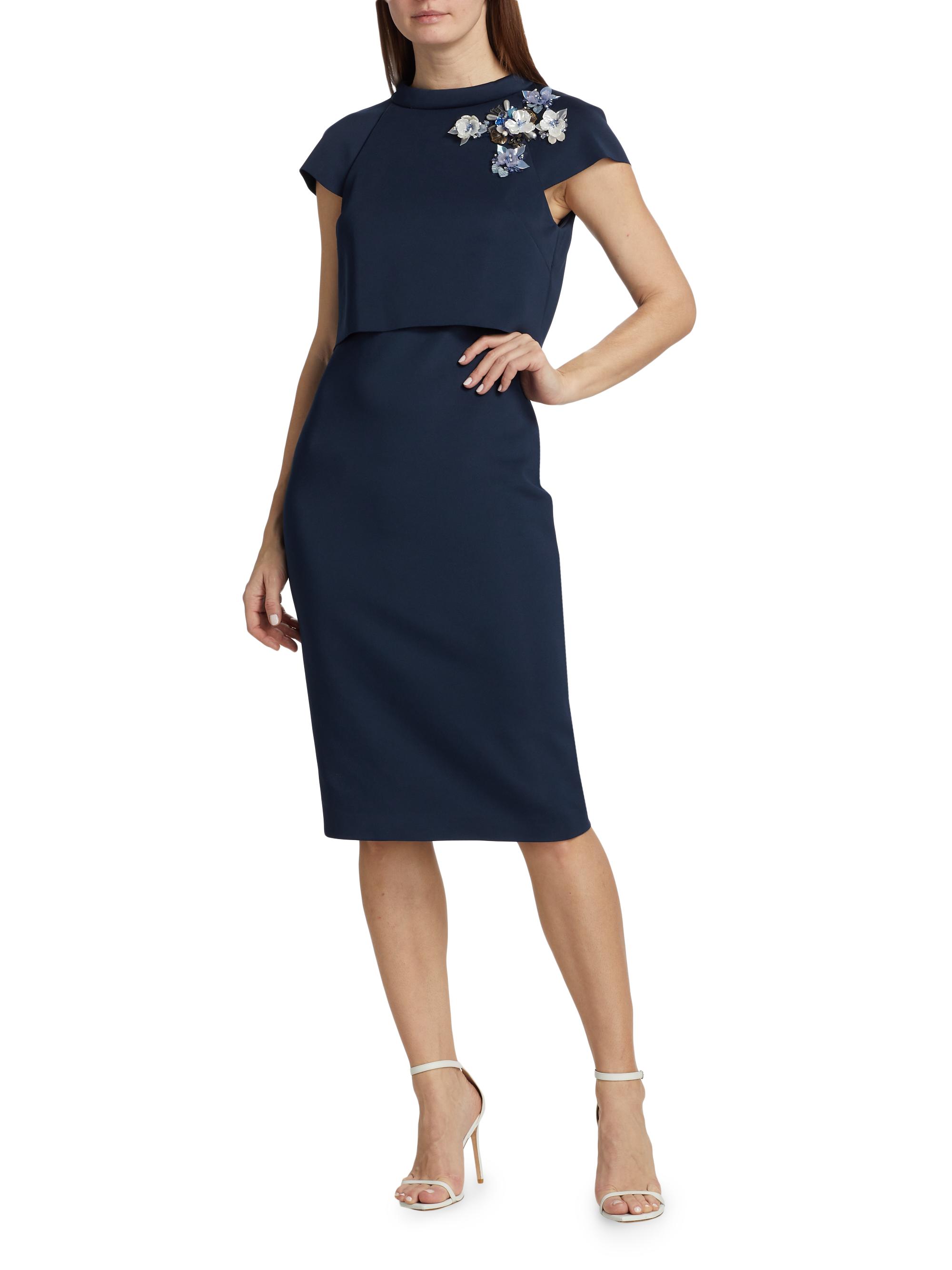 Robe De Cocktail Badgley Mischka - Manches Cap - Couleur Fuchsia Avec Joyaux - Taille 14 - Neuf