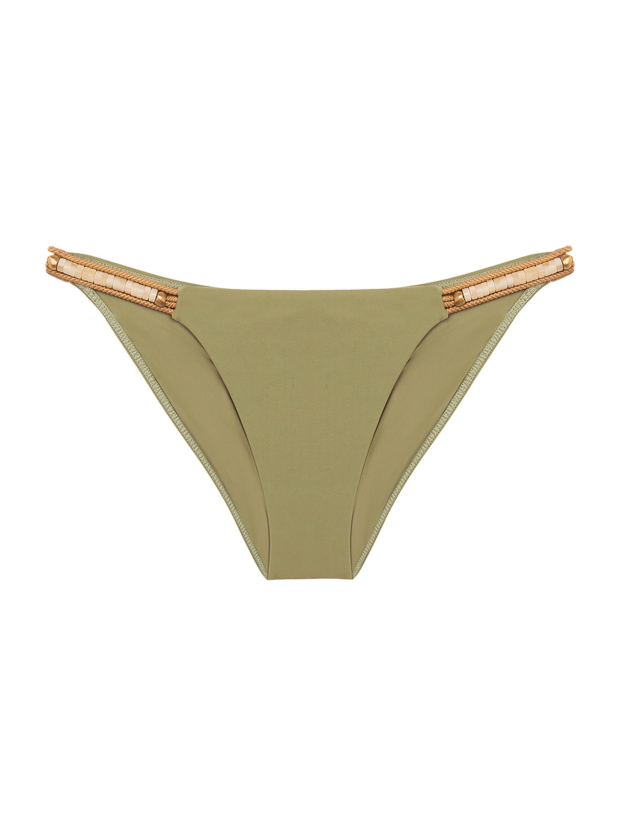 ViX by Paula Hermanny Women's Brooke Strappy Beaded Bikini Bottoms - Olive