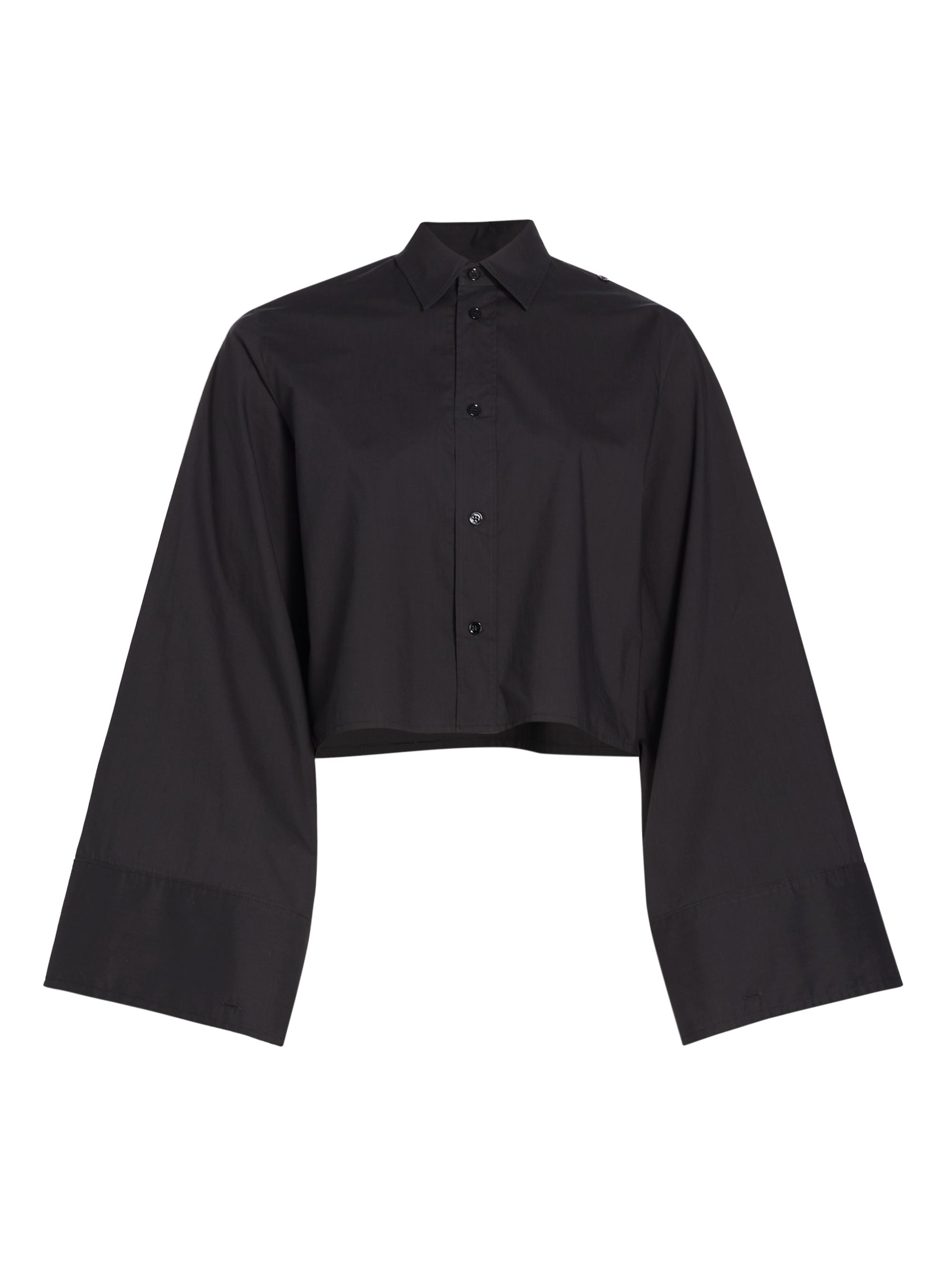 MM6 Maison Margiela Women's Cotton Poplin Bell-Sleeve Shirt - Washed Black