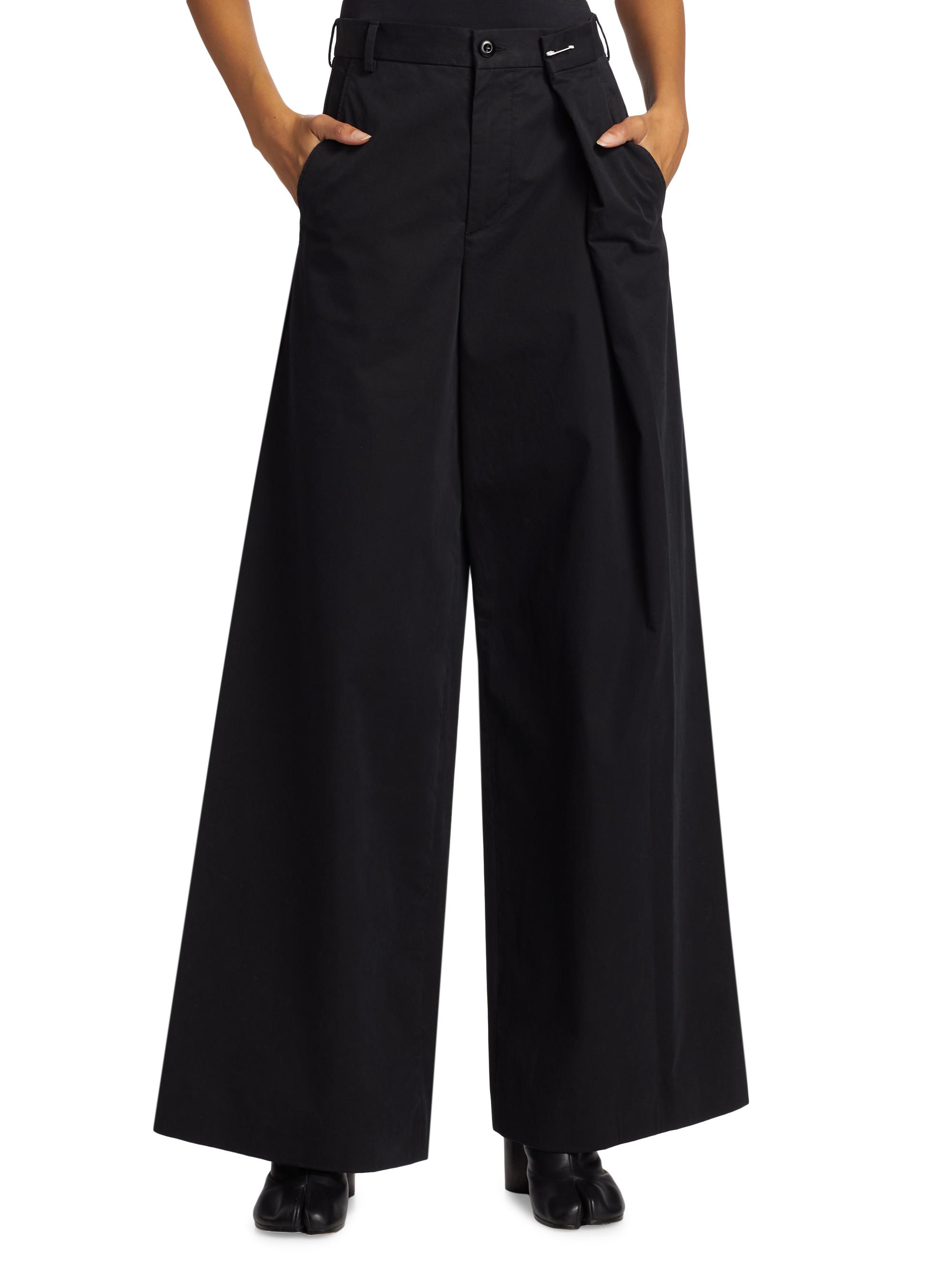 MM6 Maison Margiela Cotton Gabardine Foldover Wide-Leg Pants
