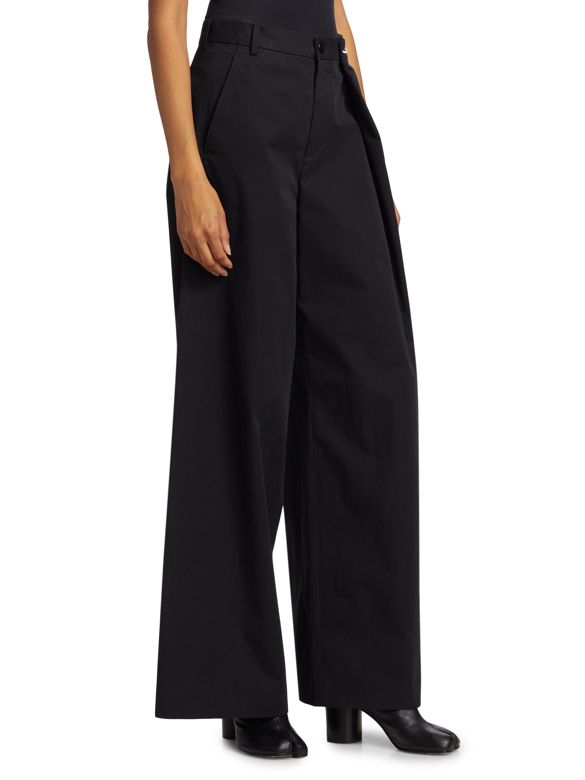 MM6 Maison Margiela Cotton Gabardine Foldover Wide-Leg Pants