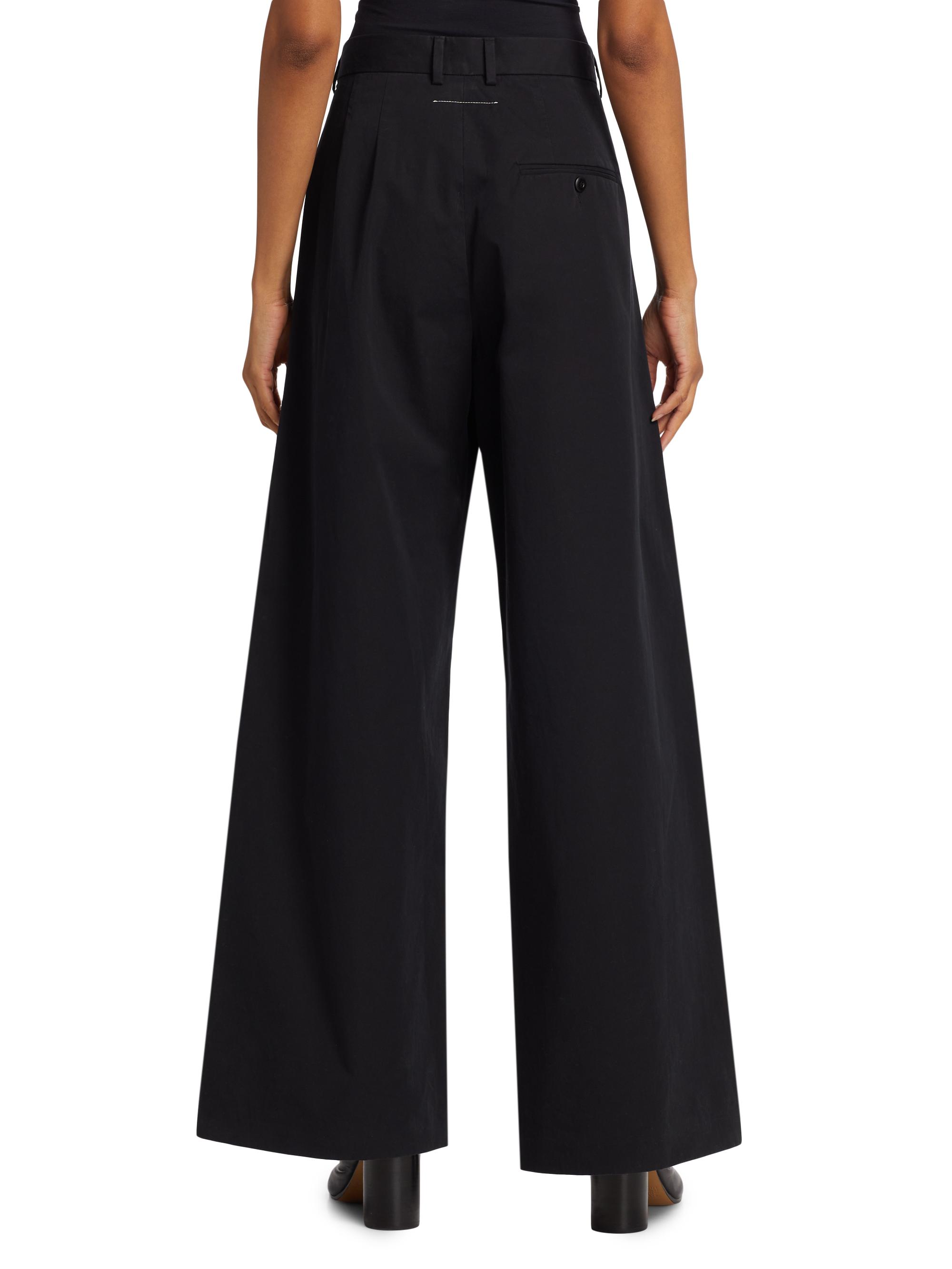 MM6 Maison Margiela Cotton Gabardine Foldover Wide-Leg Pants