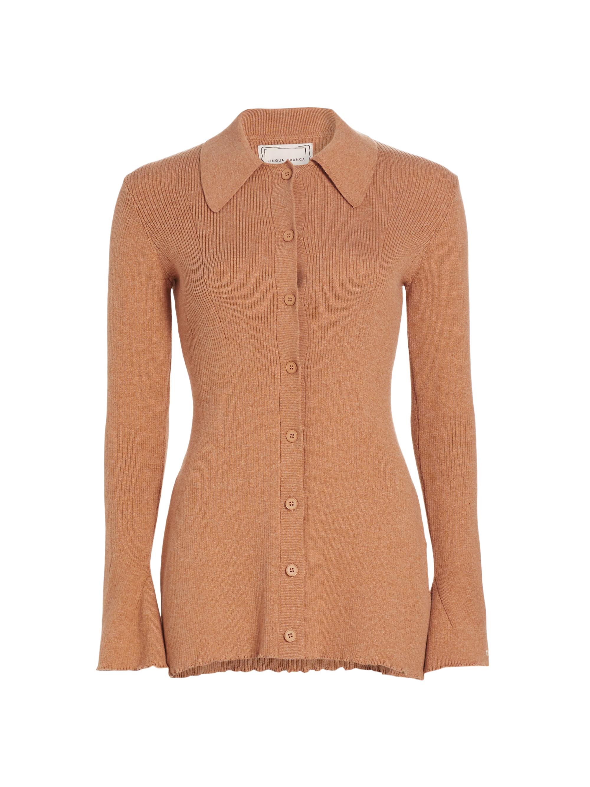 Lingua Franca Women's Virginia Rib-Knit Cardigan - Macchiato