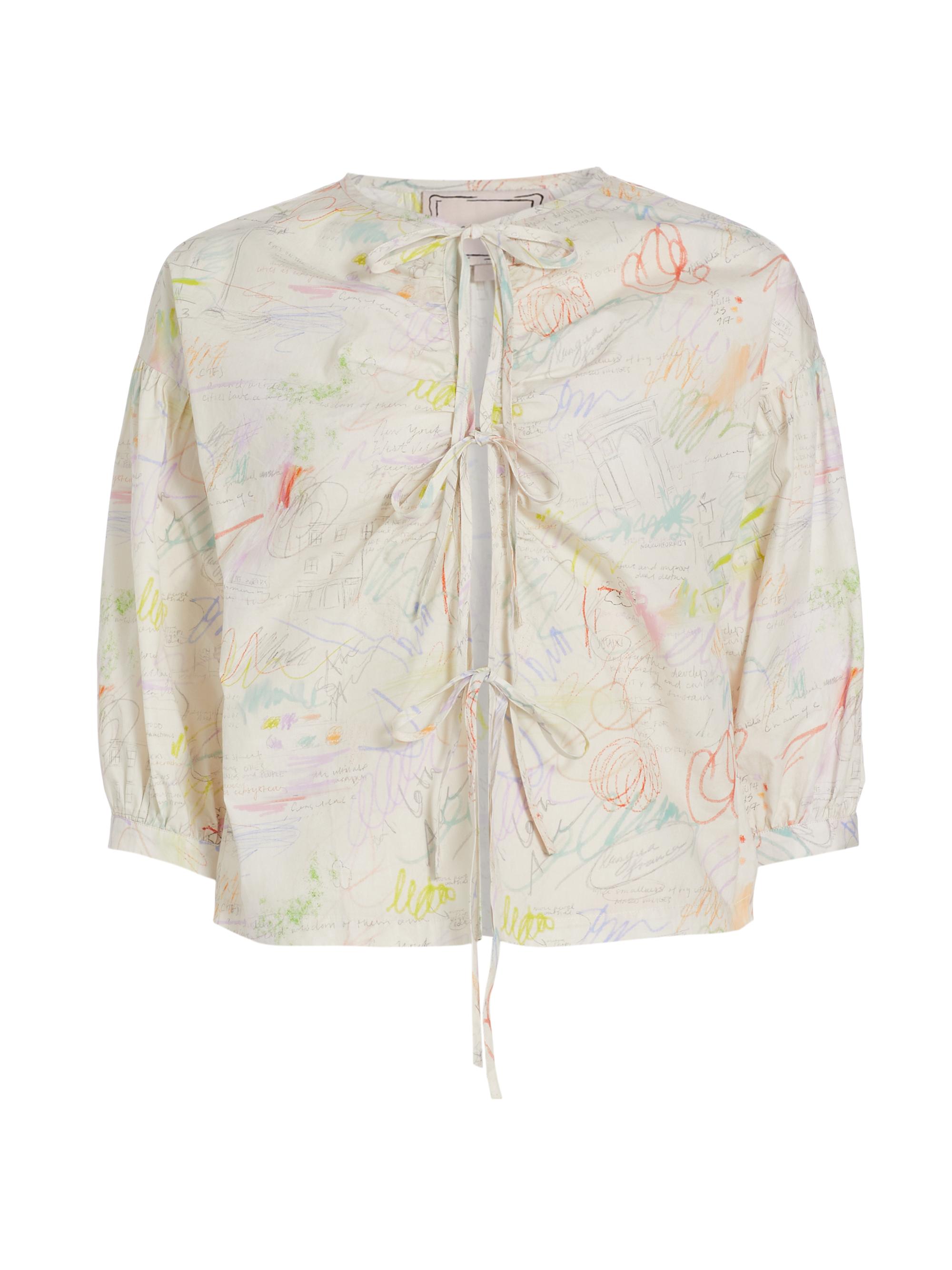 Lingua Franca Women's Jacobs Cotton Tie-Front Blouse - Jane Print