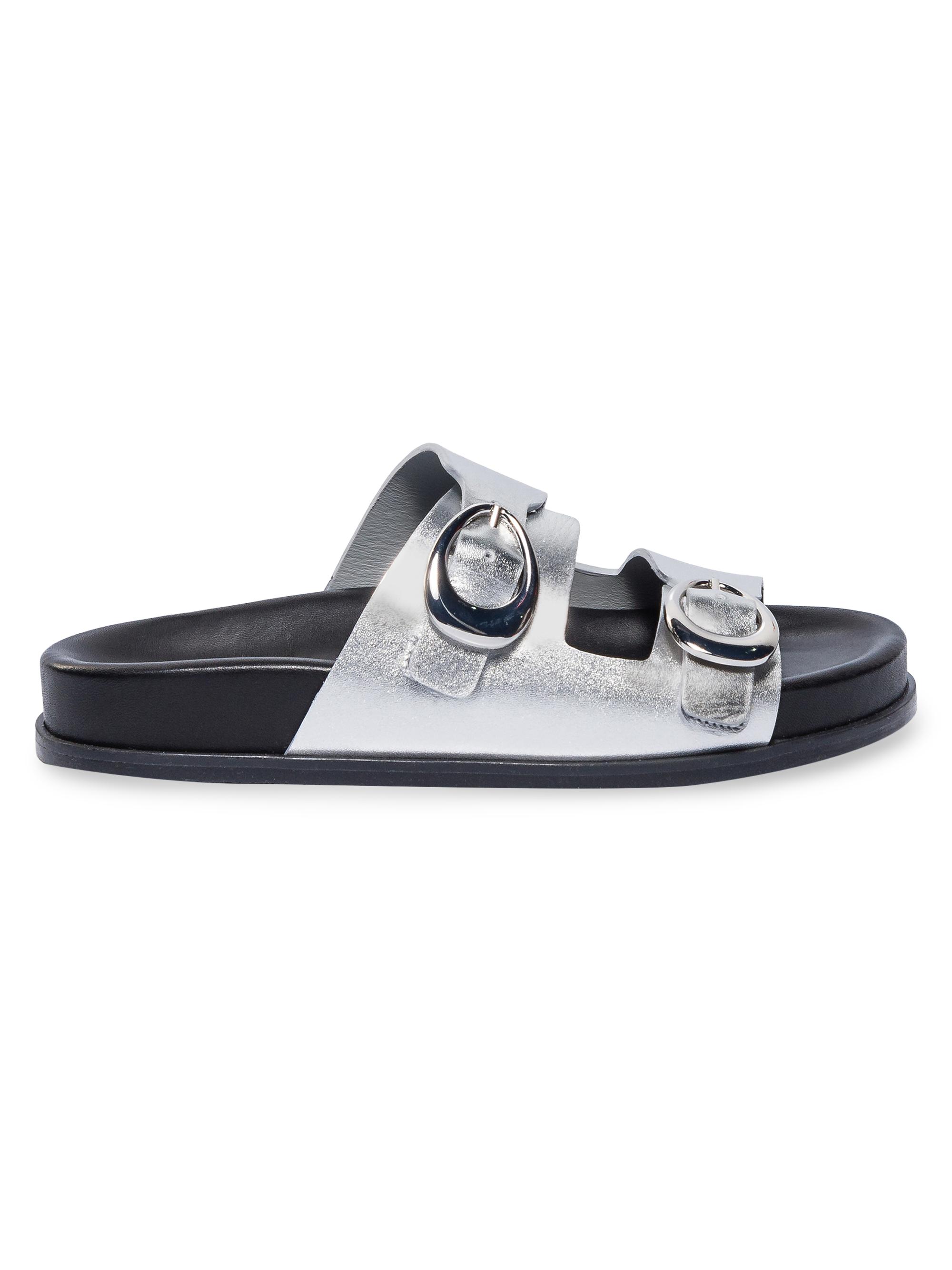 Bernardo Women's Evie Leather Footbed Sandals - Silver
