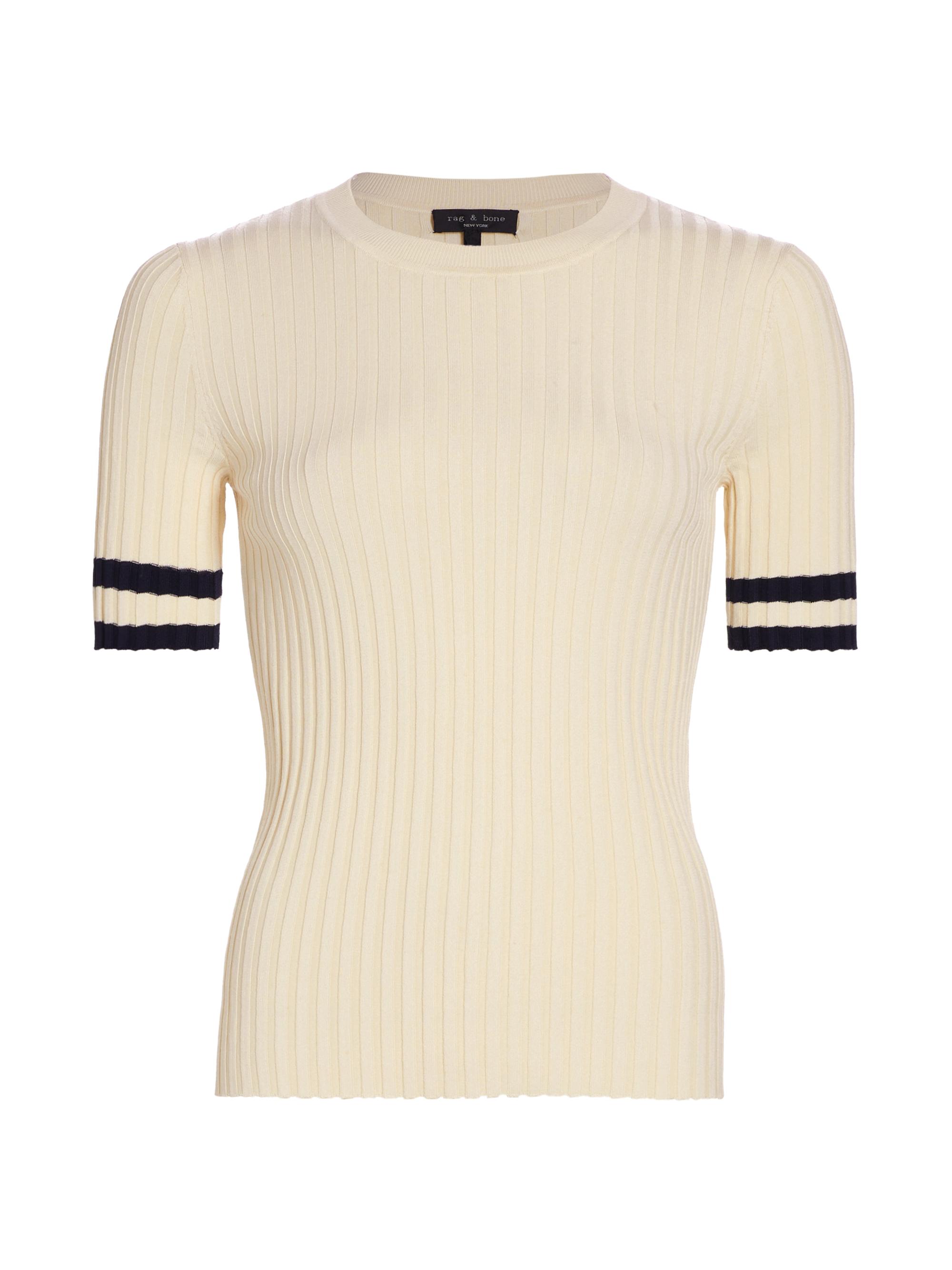 rag & bone Women's Madison Striped-Trim Top - Turtle Dove