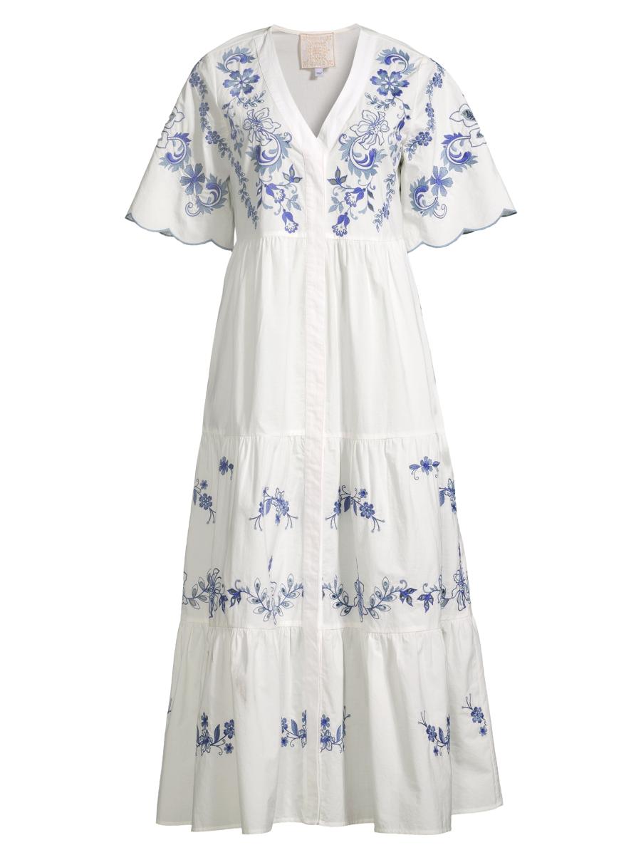 knee length dresses for ladies Alegra Midi Shirt Dress-Pink Ribbon, Floweret Vine main image 1