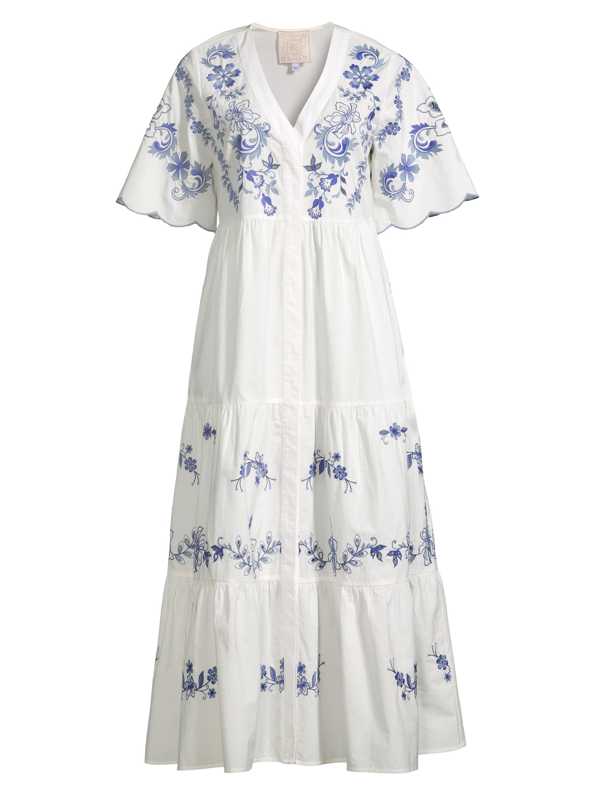 Johnny Was Women's Alegra Poplin Tea Length Dress - White