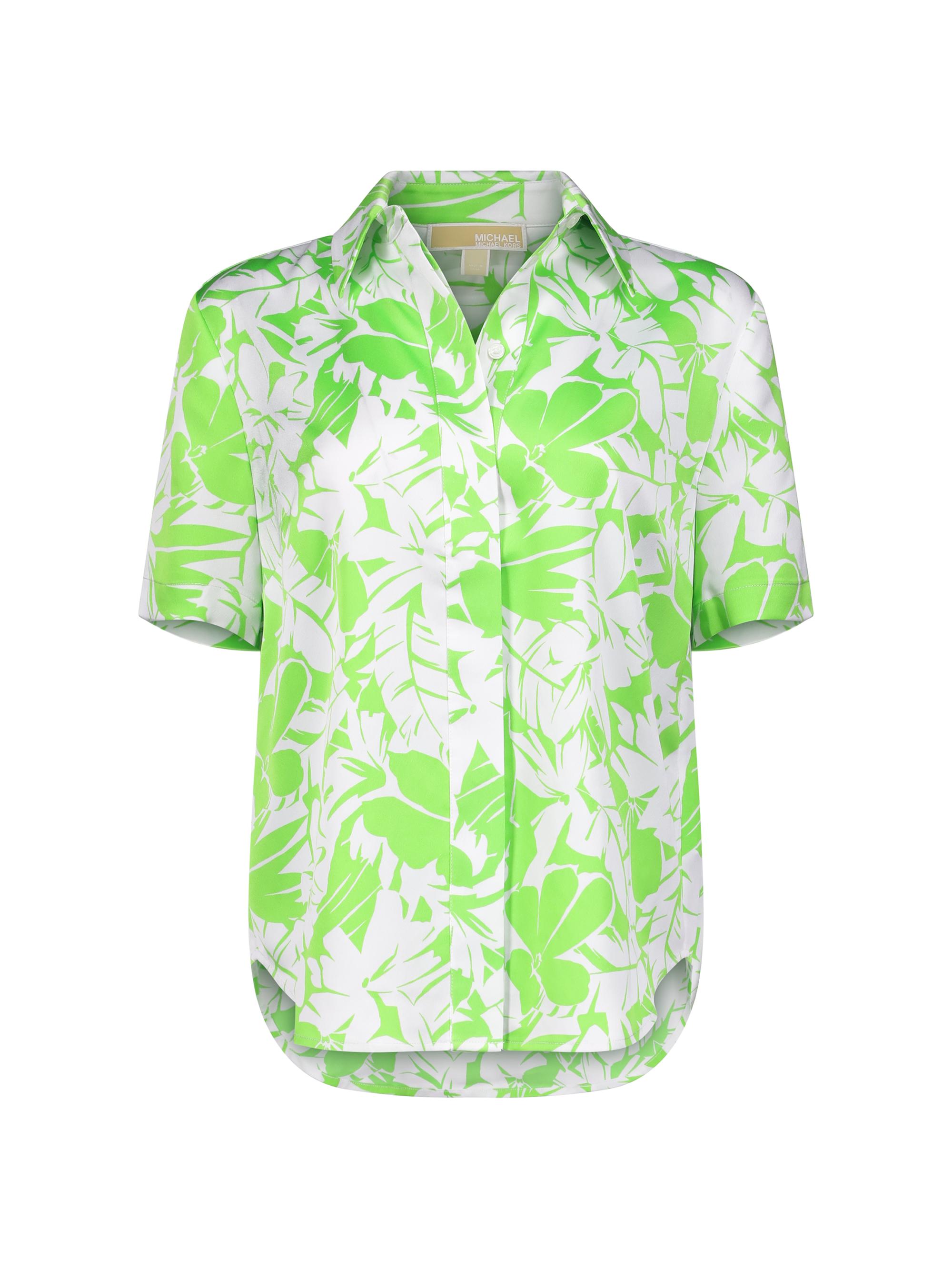 MICHAEL Michael Kors Women's Palm Camp Button-Front Shirt - Green Apple