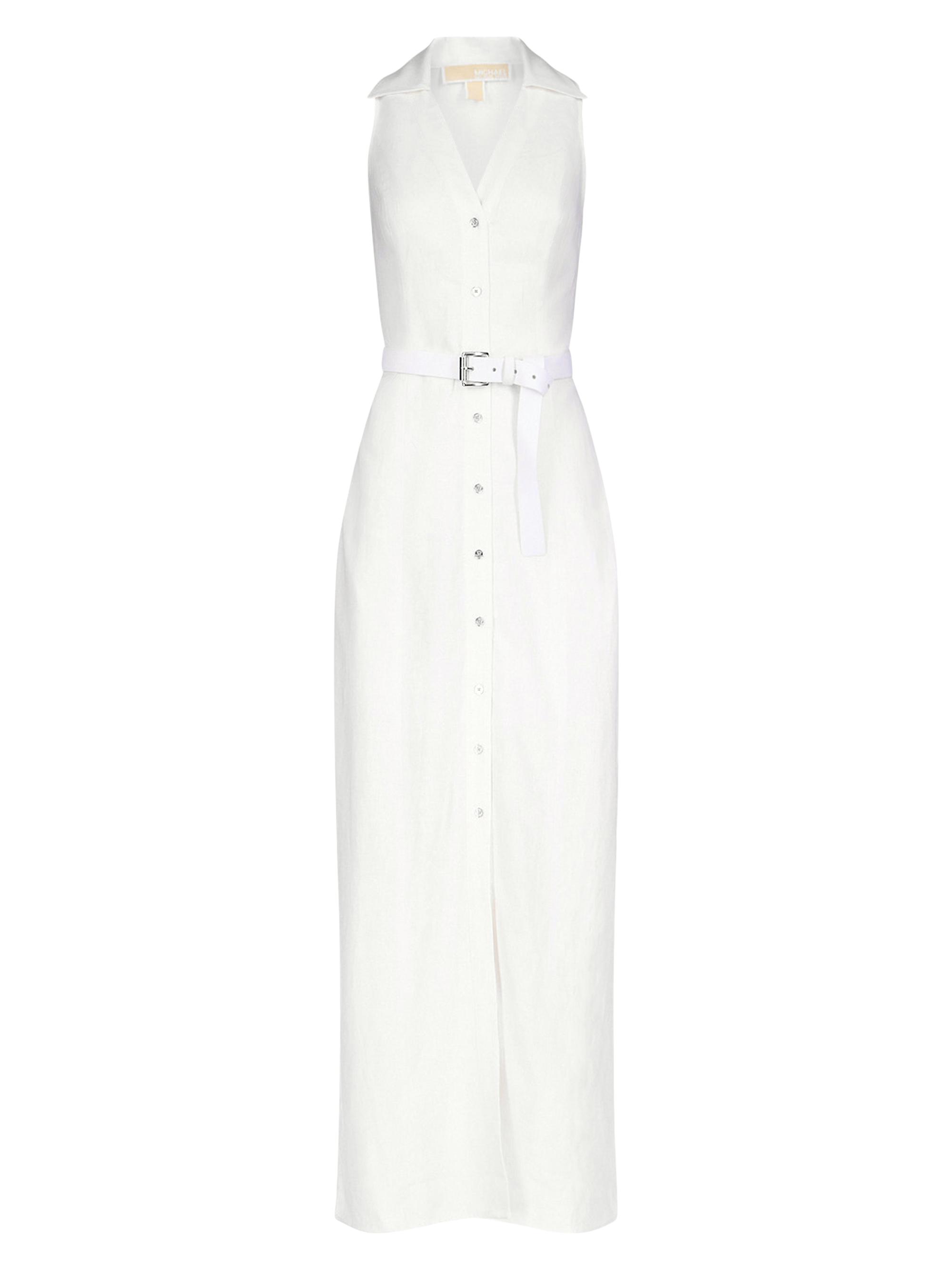 MICHAEL Michael Kors Women's Belted Linen Maxi Dress - White
