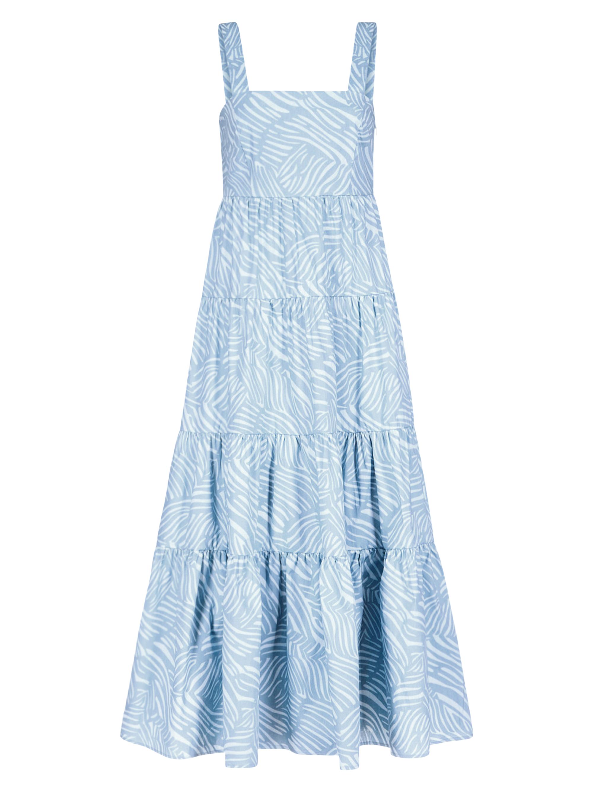 MICHAEL Michael Kors Women's Zebra Tiered Stretch Cotton Poplin Midi-Dress - Chambray