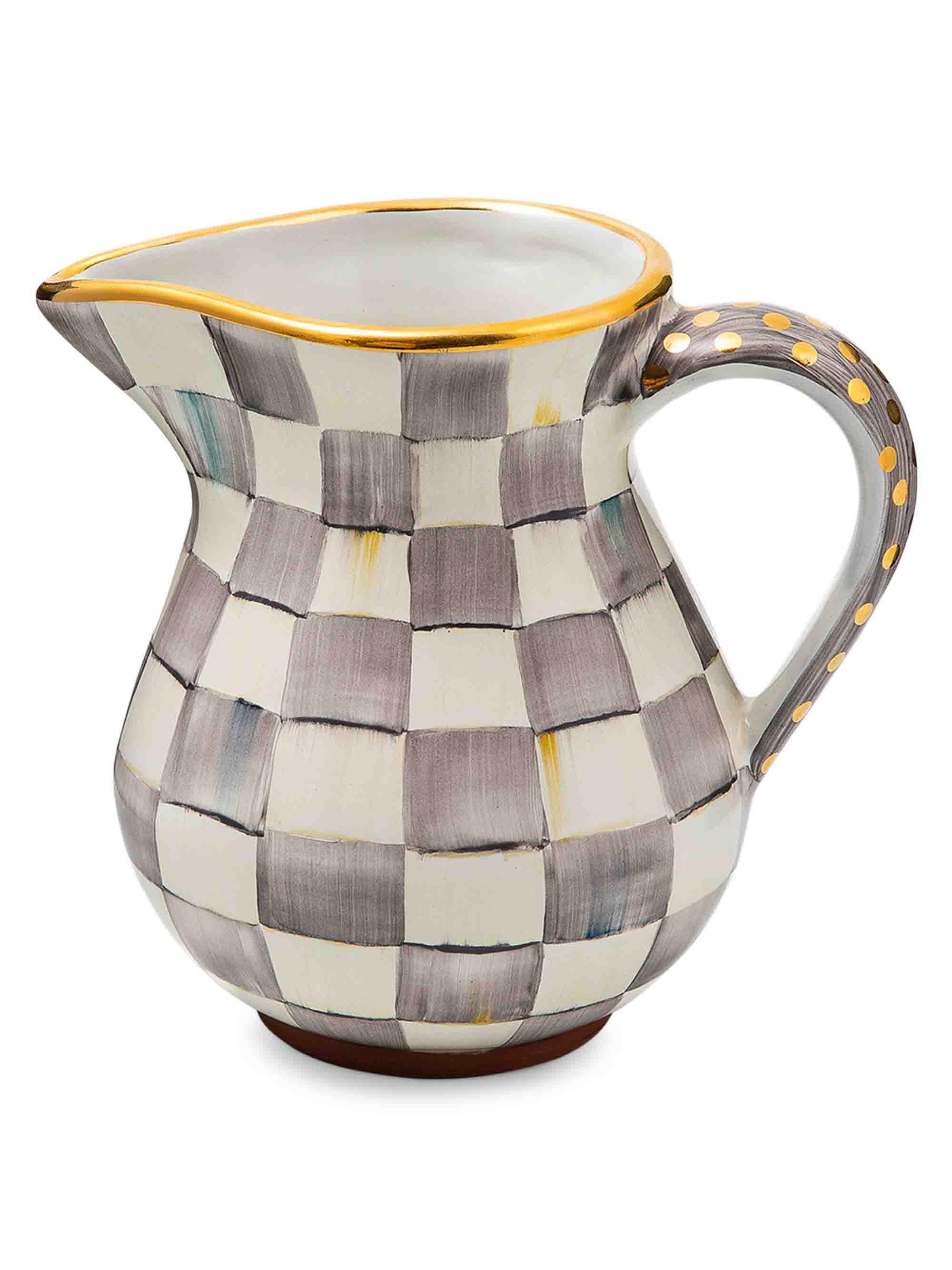 MacKenzie-Childs Sterling Check Portly Pitcher