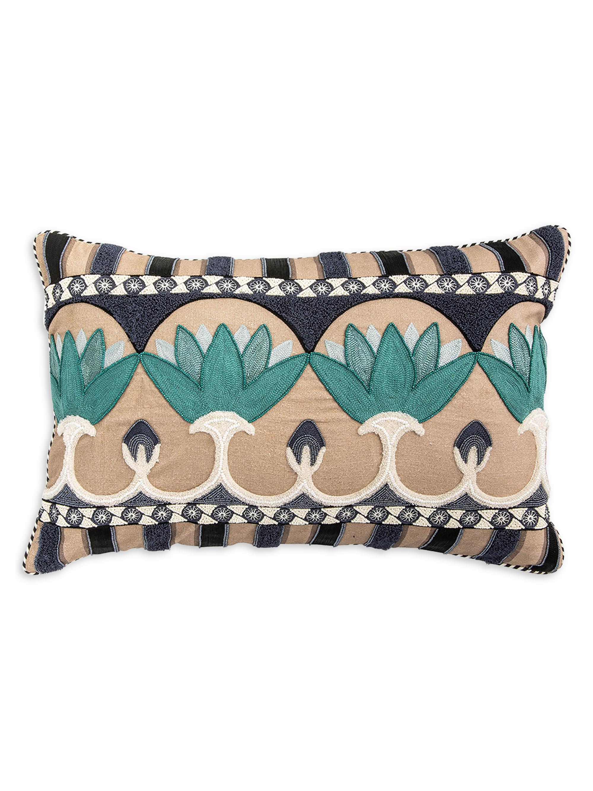 MacKenzie-Childs Lotus Embroidered Lumbar Pillow