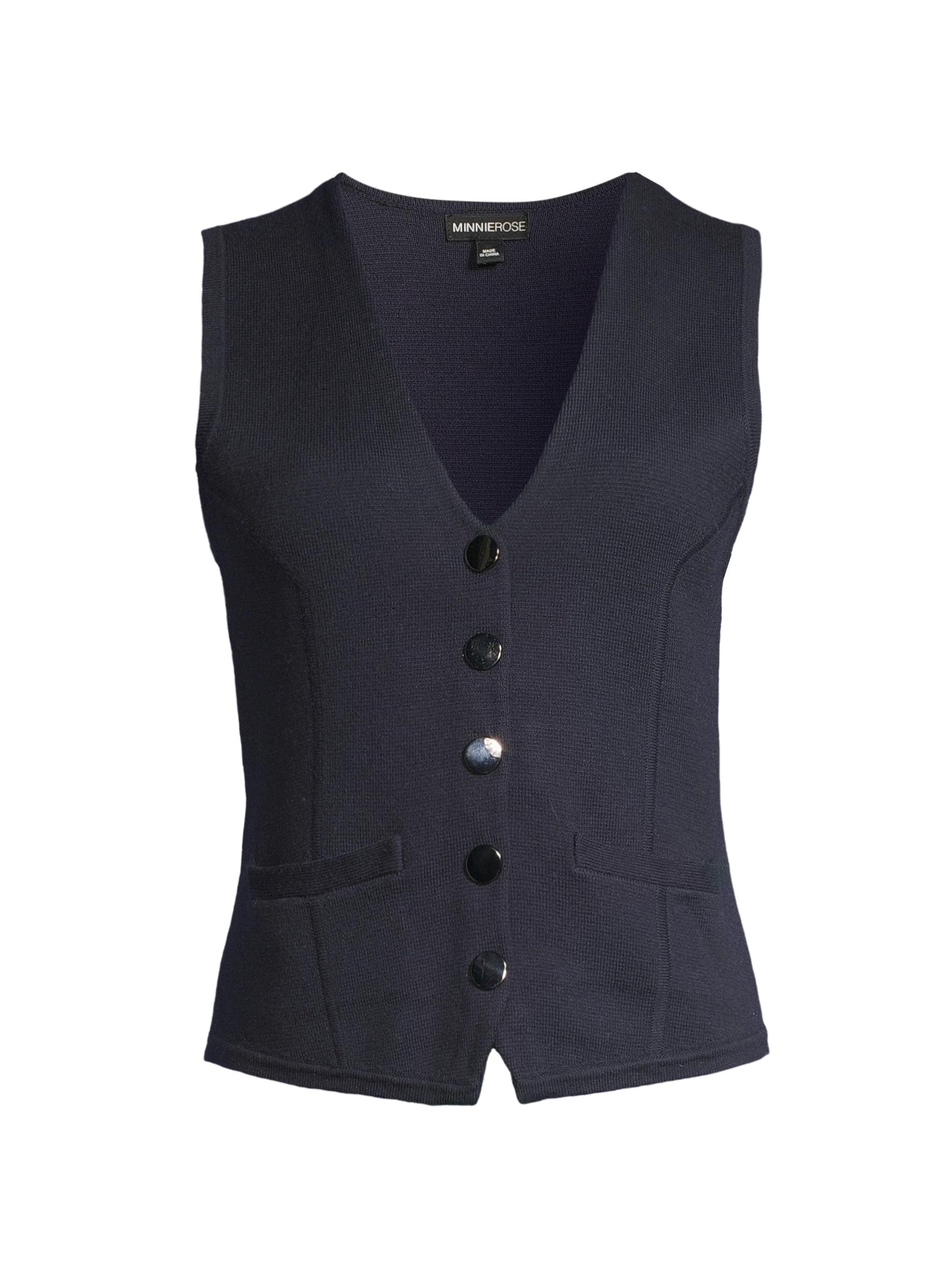 Minnie Rose Women's Cotton-Blend Vest - Navy