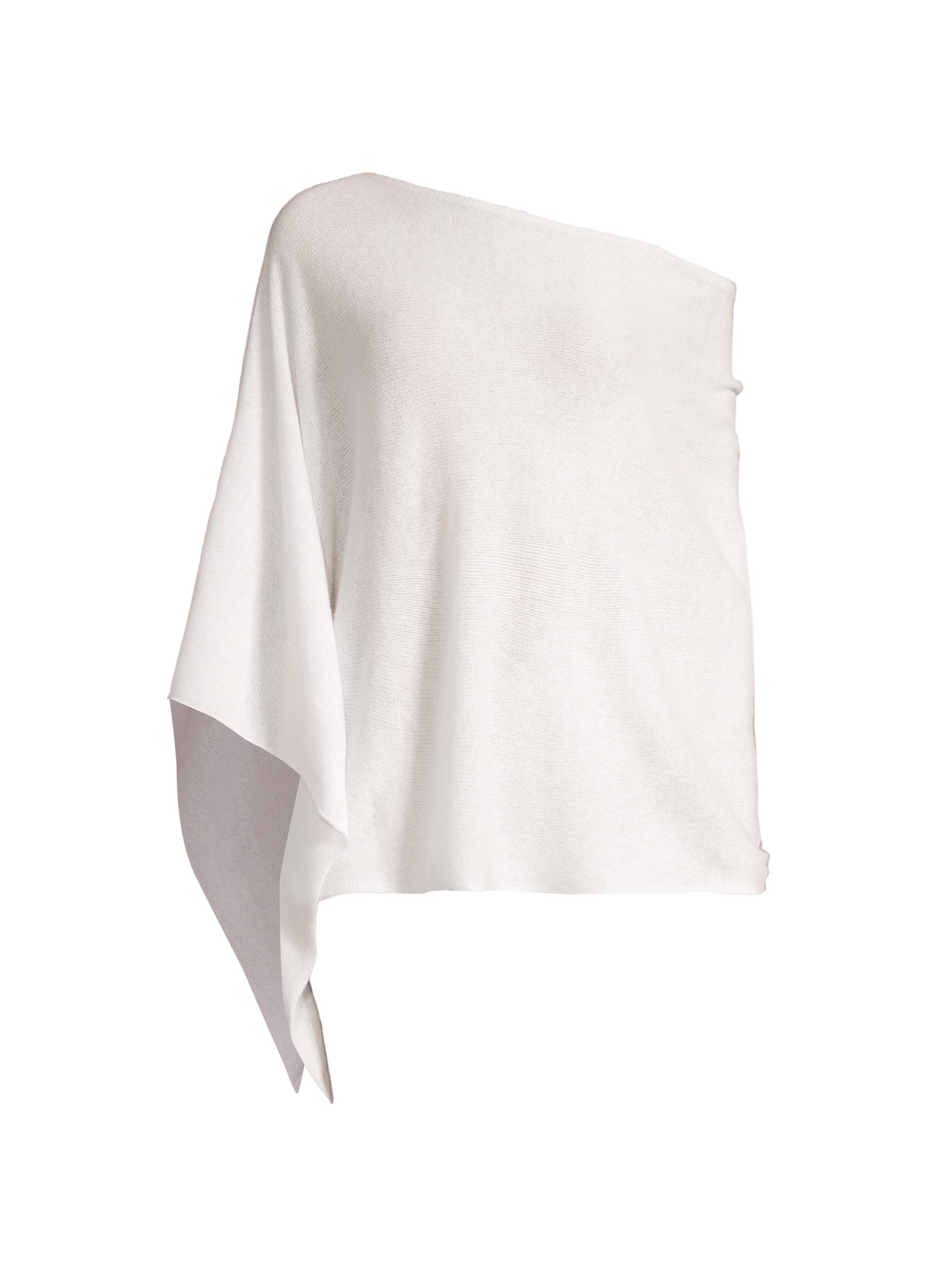 Minnie Rose Women's Ruana Cashmere Ruana Poncho - White